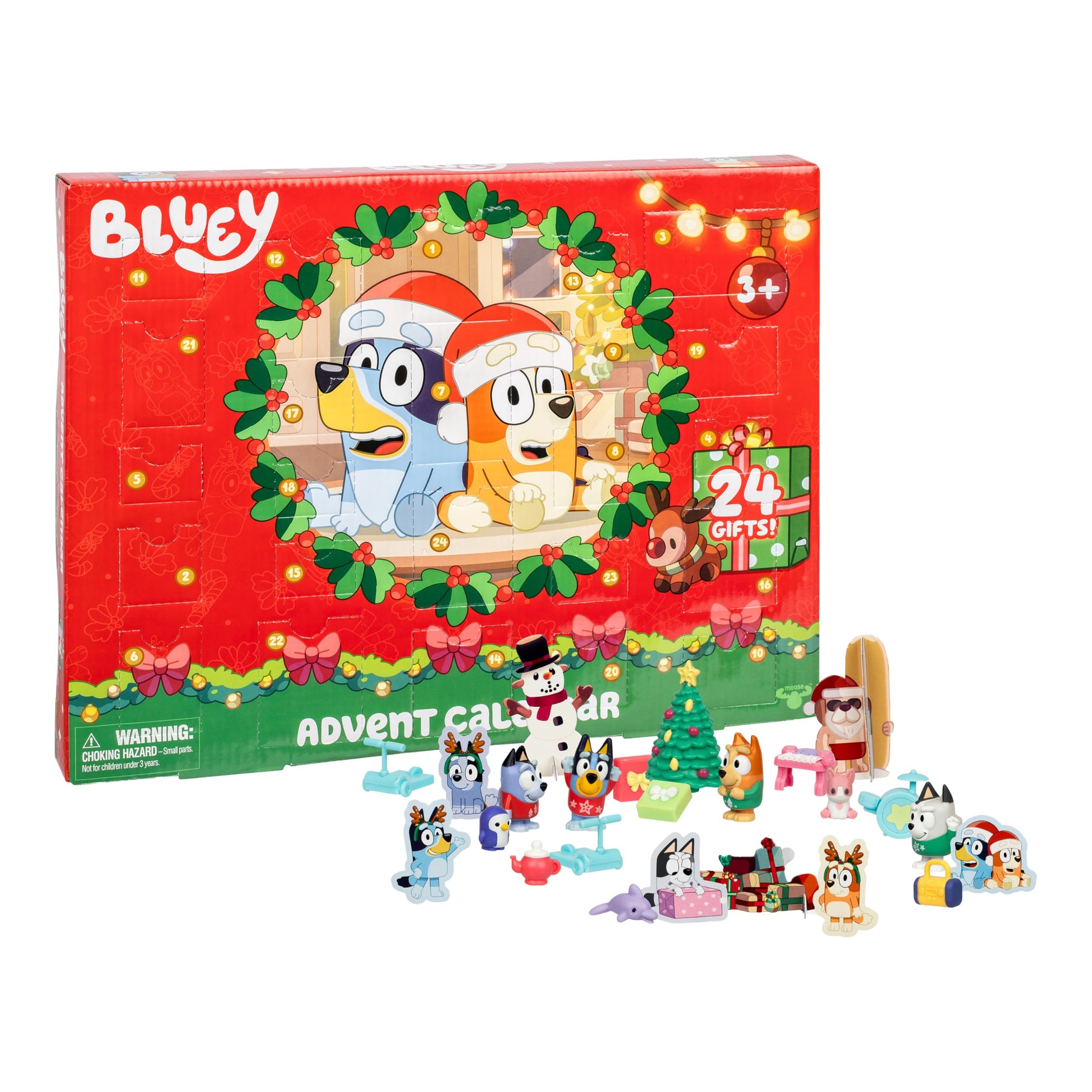 Bluey Mini Figures Christmas Advent Calendar, 24-Day Christmas Calendar Countdown with Festive Bingo, Muffin, and Socks, Advent Calendars for Ages 3+ - Medaid International