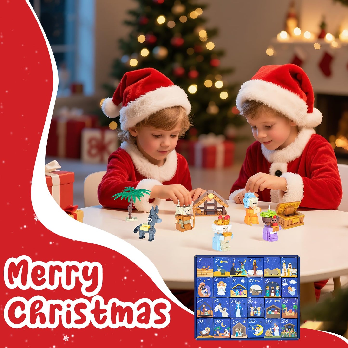 Nativity Advent Calendar 2025 Building Blocks-24 Days of Nativity Scene Set,Christmas Building Countdown Calendar,Stocking Stuffer Building Toys for Boys,Girls,Teens & Adults Ages 6+ - Medaid International