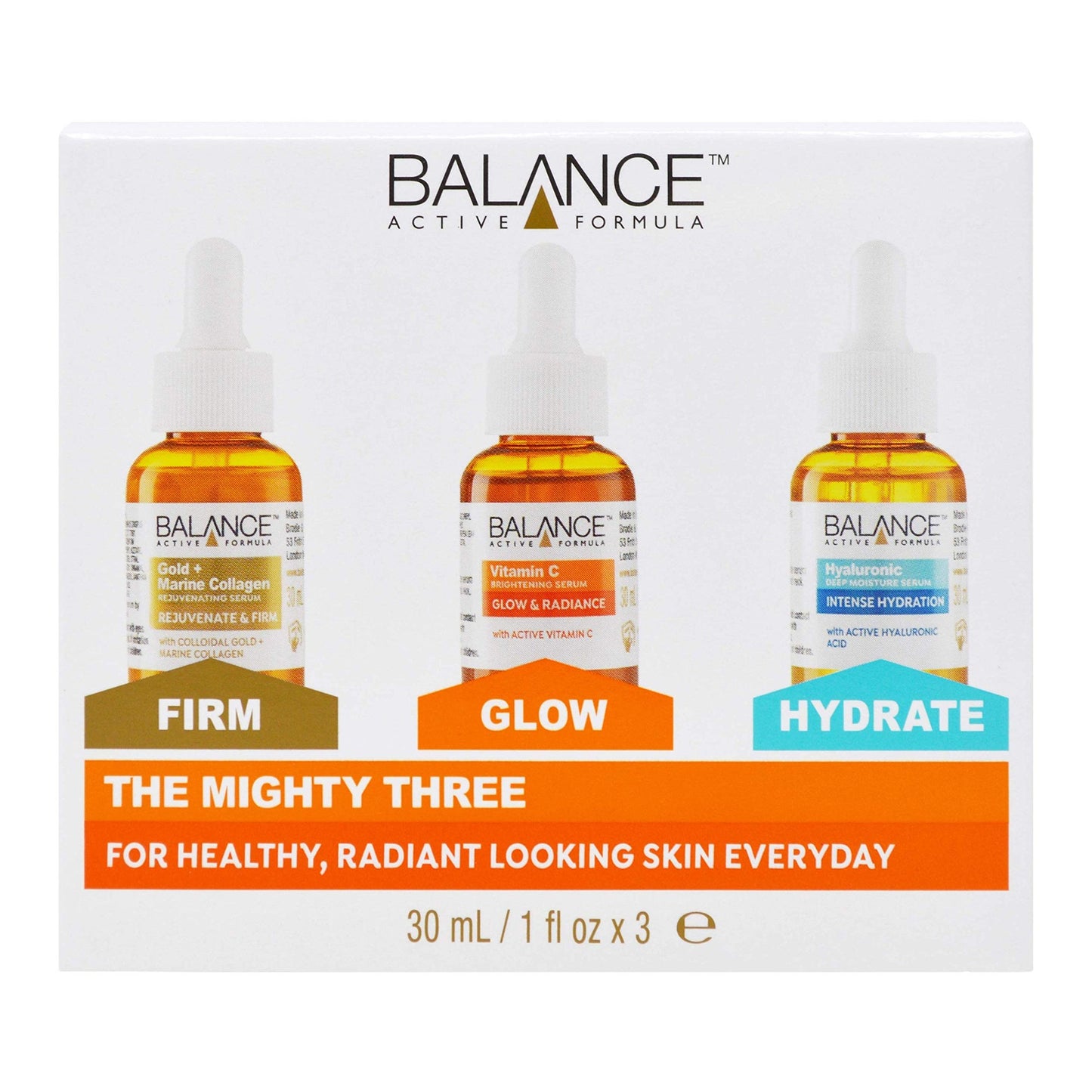Balance Active Formula The Mighty Three (3 x 30ml) – breakthrough active ingredients for visible results. Three targeted serums that you can layer together or use individually. - Medaid International