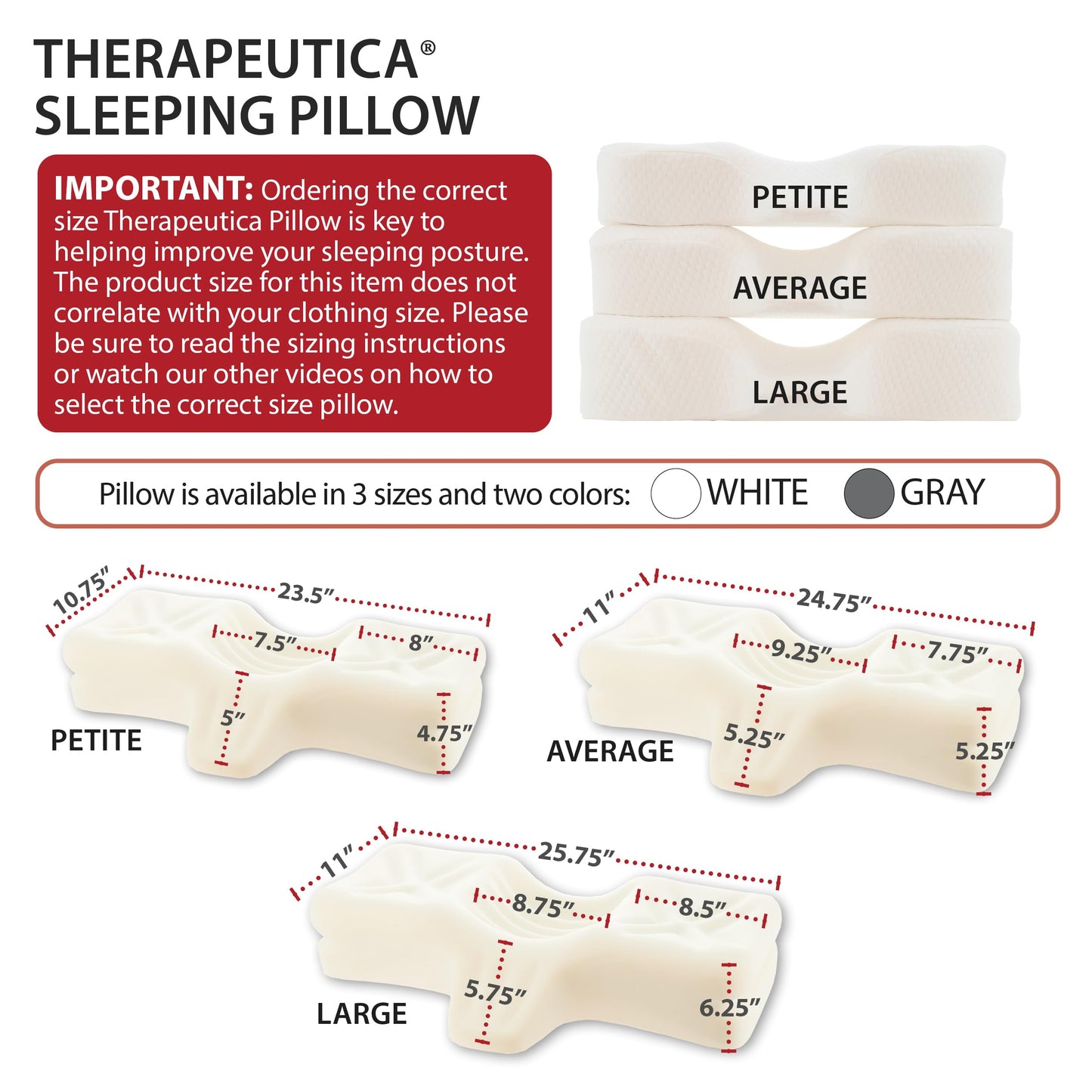 Therapeutica Cervical Orthopedic Foam Pillow – Back and Side Sleeping, Firm - Large - Medaid International