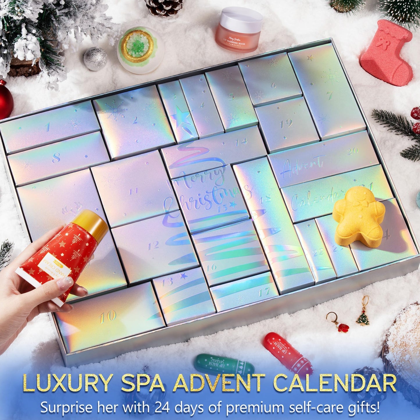 Qinline Advent Calendar 2025 Adult Women - 24 Days Beauty Advent Christmas Countdown Calendar for Teen Girls Luxury Self Care Basket Bath Body Spa Gift Set for Women Wife Mom Girlfriend Sister Grandma - Medaid International