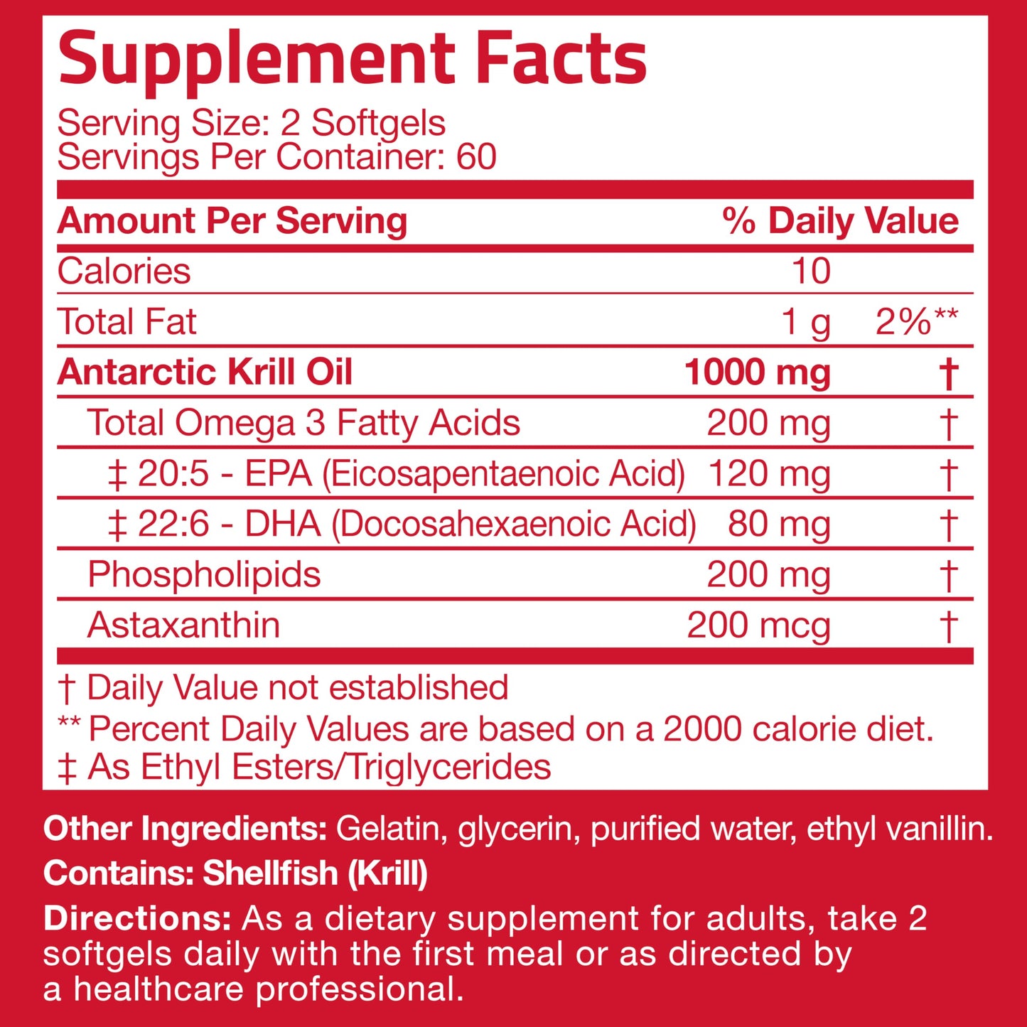Bronson Antarctic Krill Oil 1000 mg with Omega-3s EPA, DHA, Astaxanthin and Phospholipids 120 Softgels - Medaid International