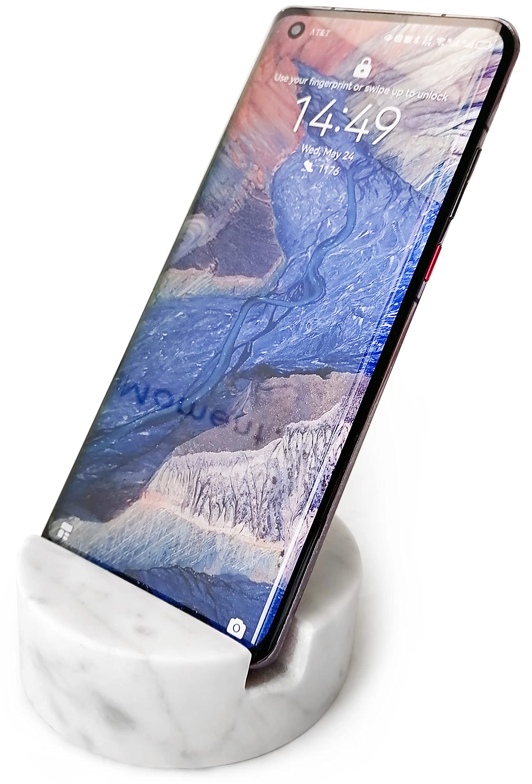 fashciaga Luxurious Marble Cell Phone Stand Holder for Cellphone Tablet On Desk, Countertop, Table, Nightstand. Heavy Real Stone Mobile Phone Stands (Solid) - Medaid International