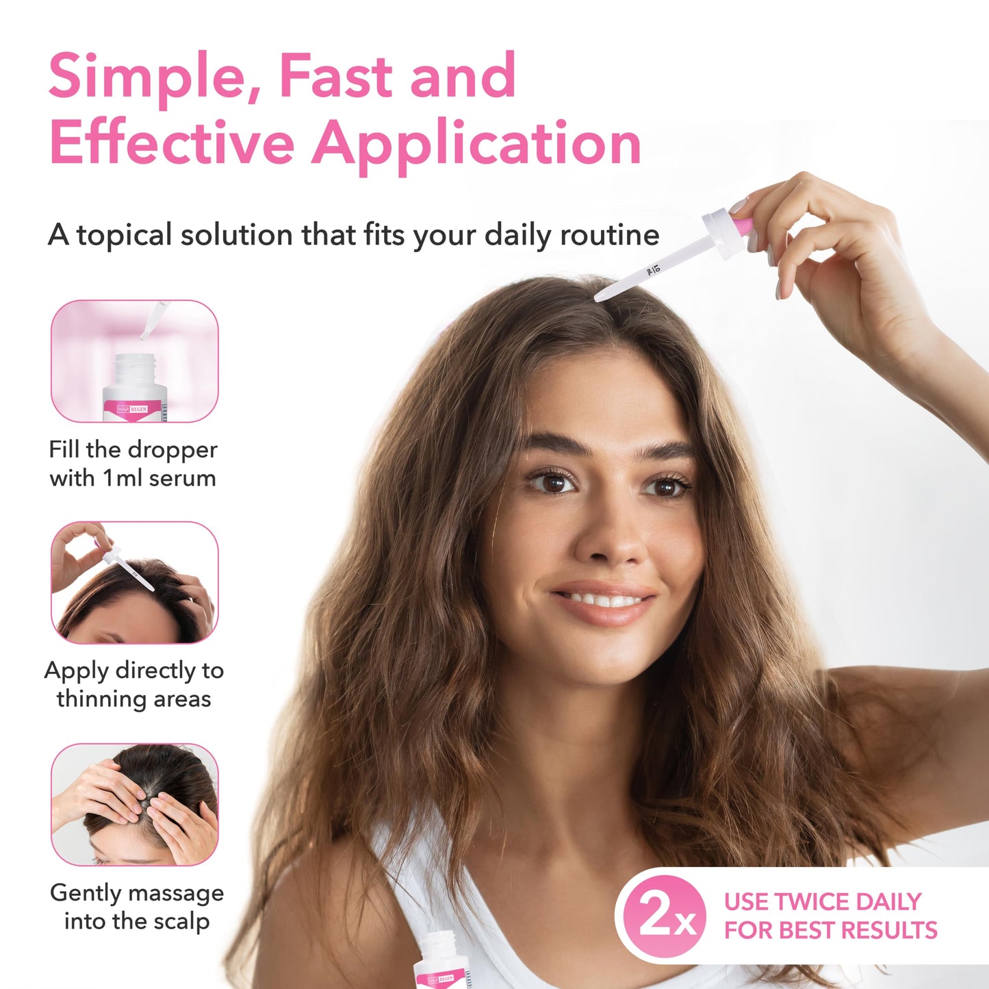 Hair-Regen Advanced 2% Minoxidil For Women, Hair Regrowth Treatment for Thinning Hair, Hair Loss for Women,6 Month Supply, Minoxidil Topical Solution for Thicker Fuller Hair - Medaid International