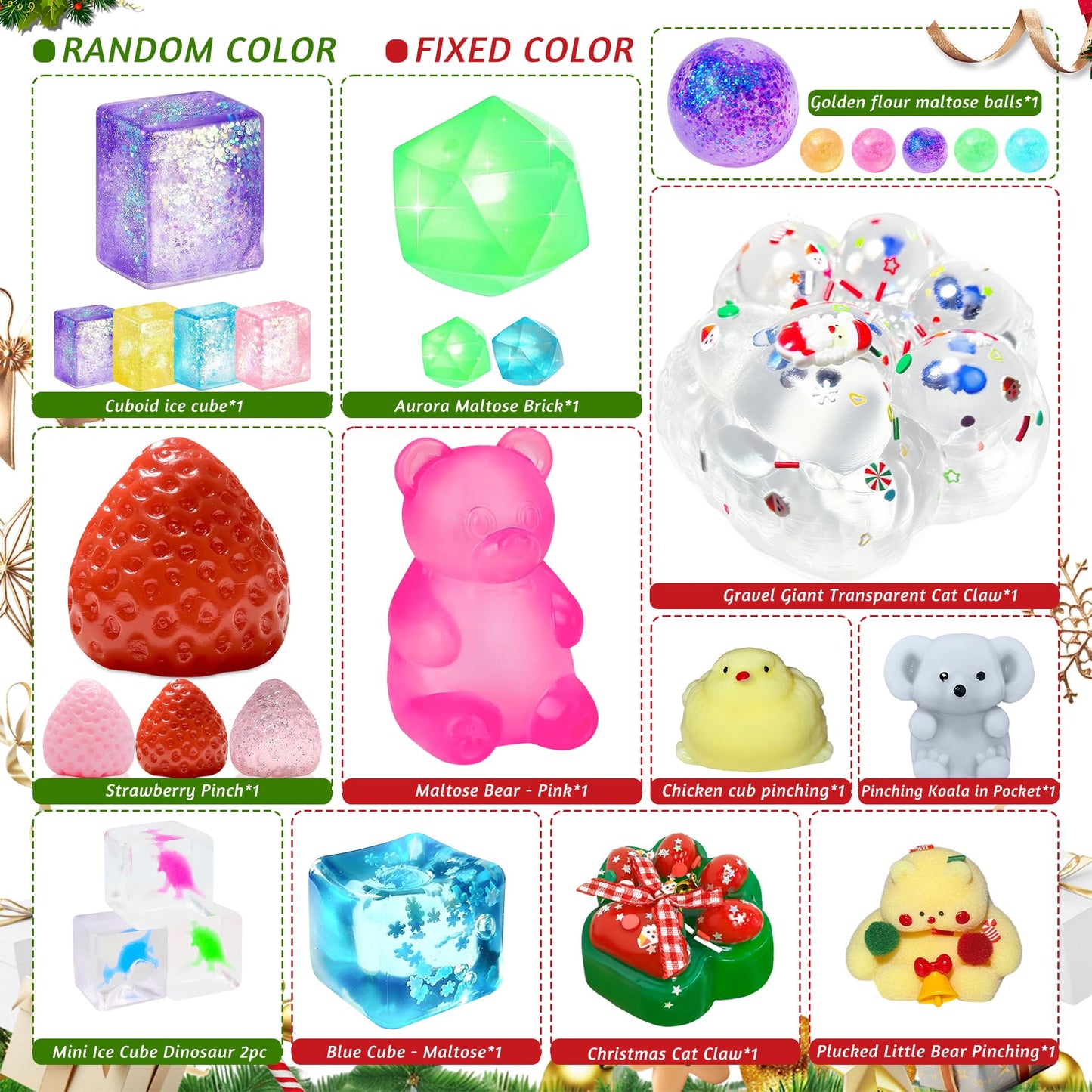 Advent Calendar 2025, 24 Days of Christmas Countdown Calendar for 24 Kawaii Squishies Toys, Surprises Sensory Fidget Toys for Kids & Adult, Christmas Party Favors Gift - Medaid International