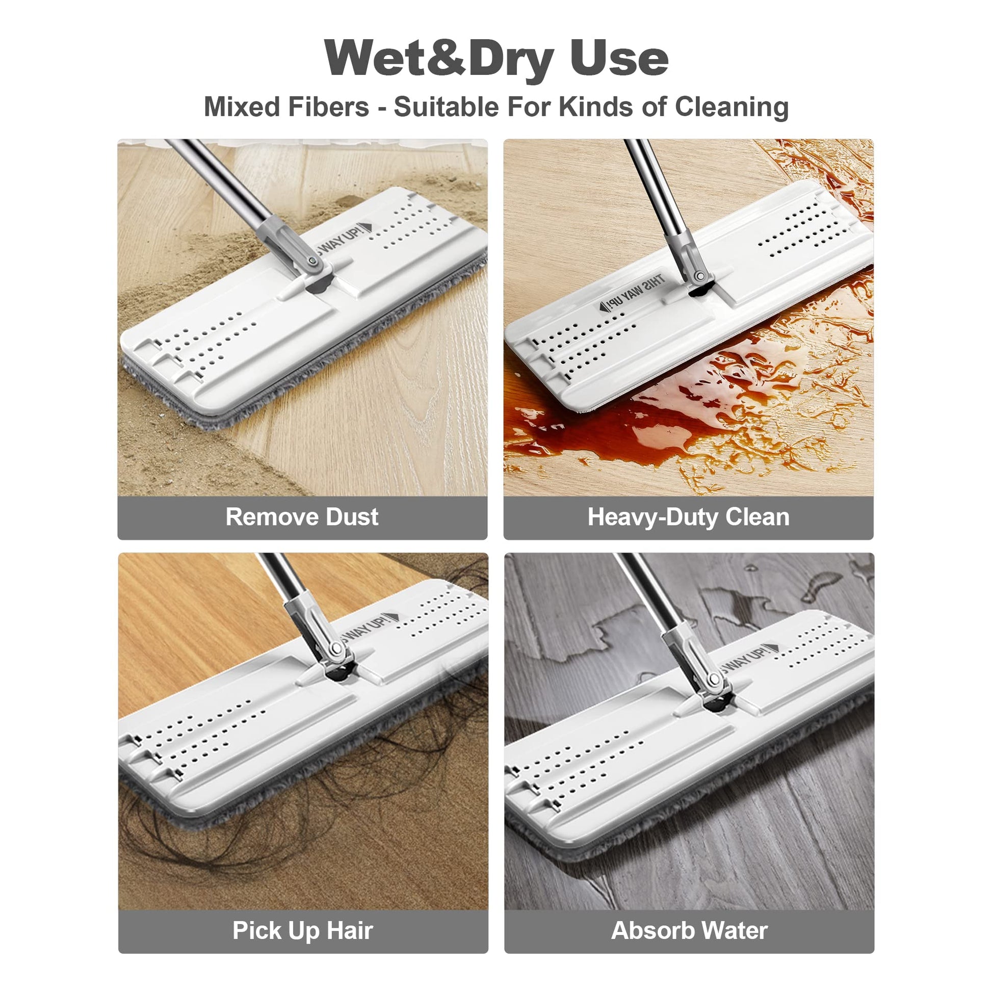 JOYMOOP Mop and Bucket with Wringer Set, Hands Free Flat Floor Mop and Bucket, with 3 Washable Microfiber Pads, Wet and Dry Use, Floor Cleaning System - Medaid International
