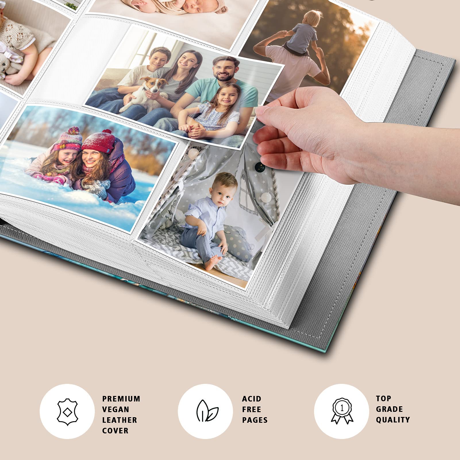 Fintie Photo Album 4x6 Photos - 600 Pockets Large Capacity Albums Book Cover for Family Wedding Anniversary Baby Vacation Pictures, Emerald Marble - Medaid International