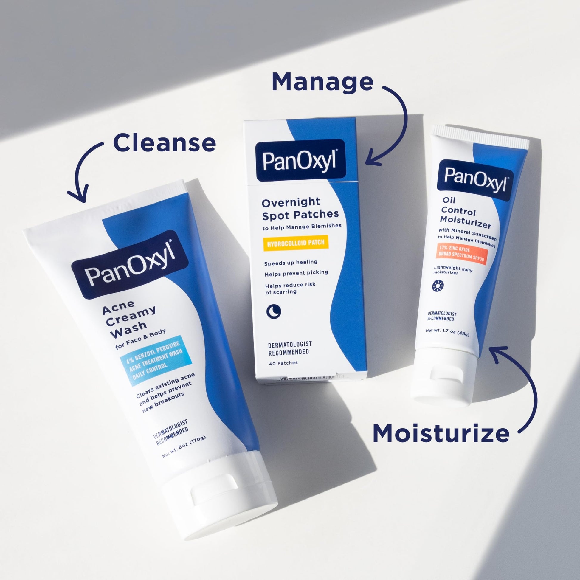 PanOxyl PM Overnight Spot Patches, Advanced Hydrocolloid Healing Technology, Fragrance Free, 40 Count Pack of 1 - Medaid International