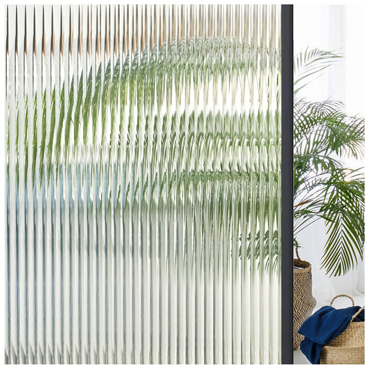 Coavas Window Privacy Film Reeded Glass, Frosted 3D Fluted Glass Window Cling, Adhesive Vinyl Decorative Door Stickers for Bathroom Home Sun Blocking, 17.5x78.7 in, Translucent - Medaid International
