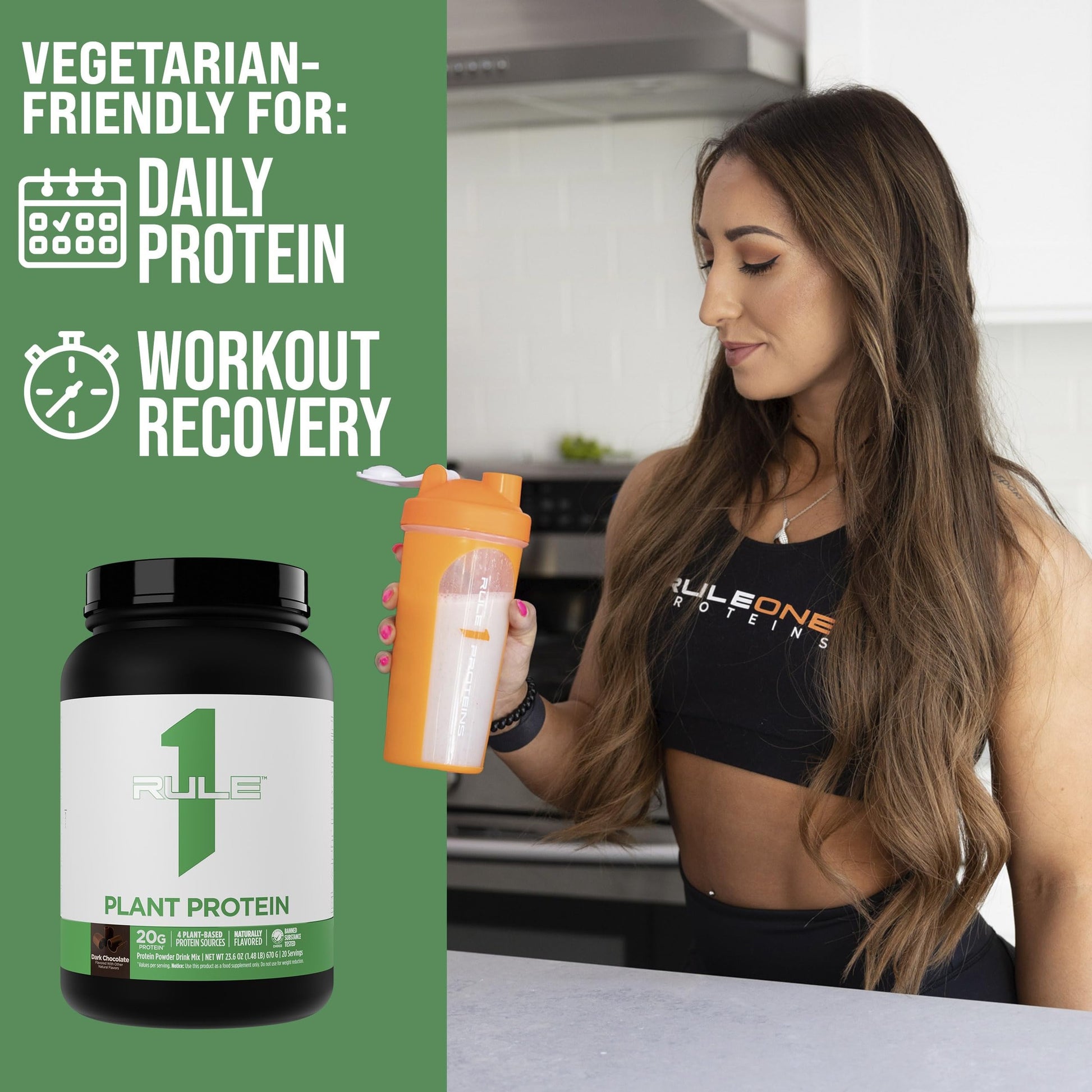 Rule 1 Plant Protein - Vegan, Gluten-Free, Dairy Free, & Soy Free Protein Powder with 20g Protein per Serving (20 Servings, Pure Vanilla) - Medaid International