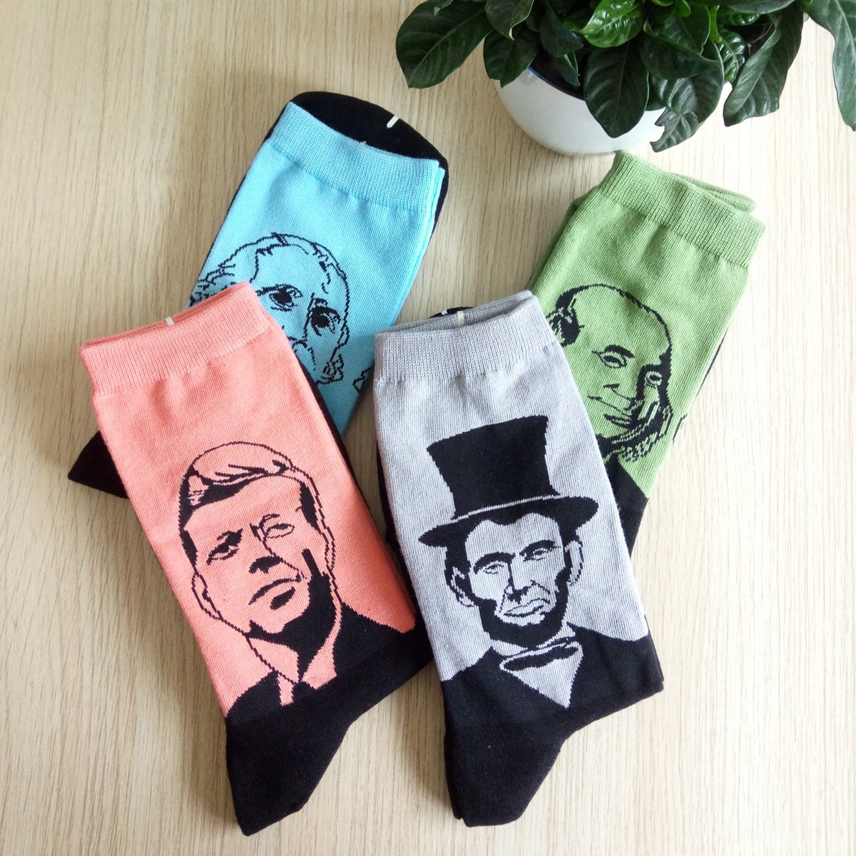 HSELL Mens Funny Presidents/Founding Father Pattern Dress Socks Novelty Design Cotton Socks Fun Gifts for History Lover - Medaid International