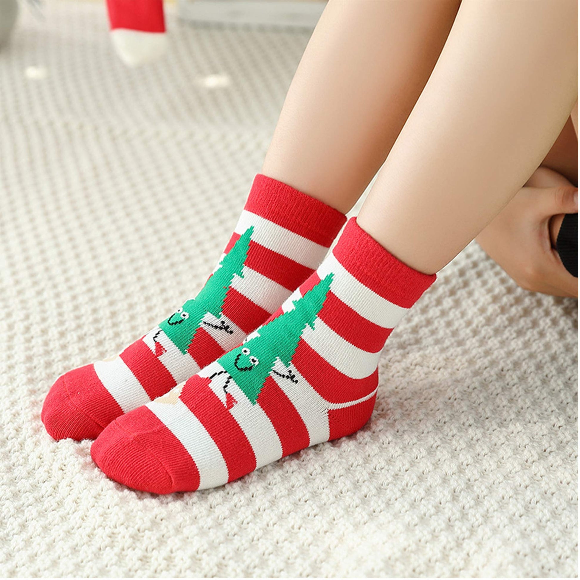 5 Pack Kids Christmas Socks Boys Girls Toddler Baby Adult Family Cotton Xmas Socks 6-8 Years - Medaid International