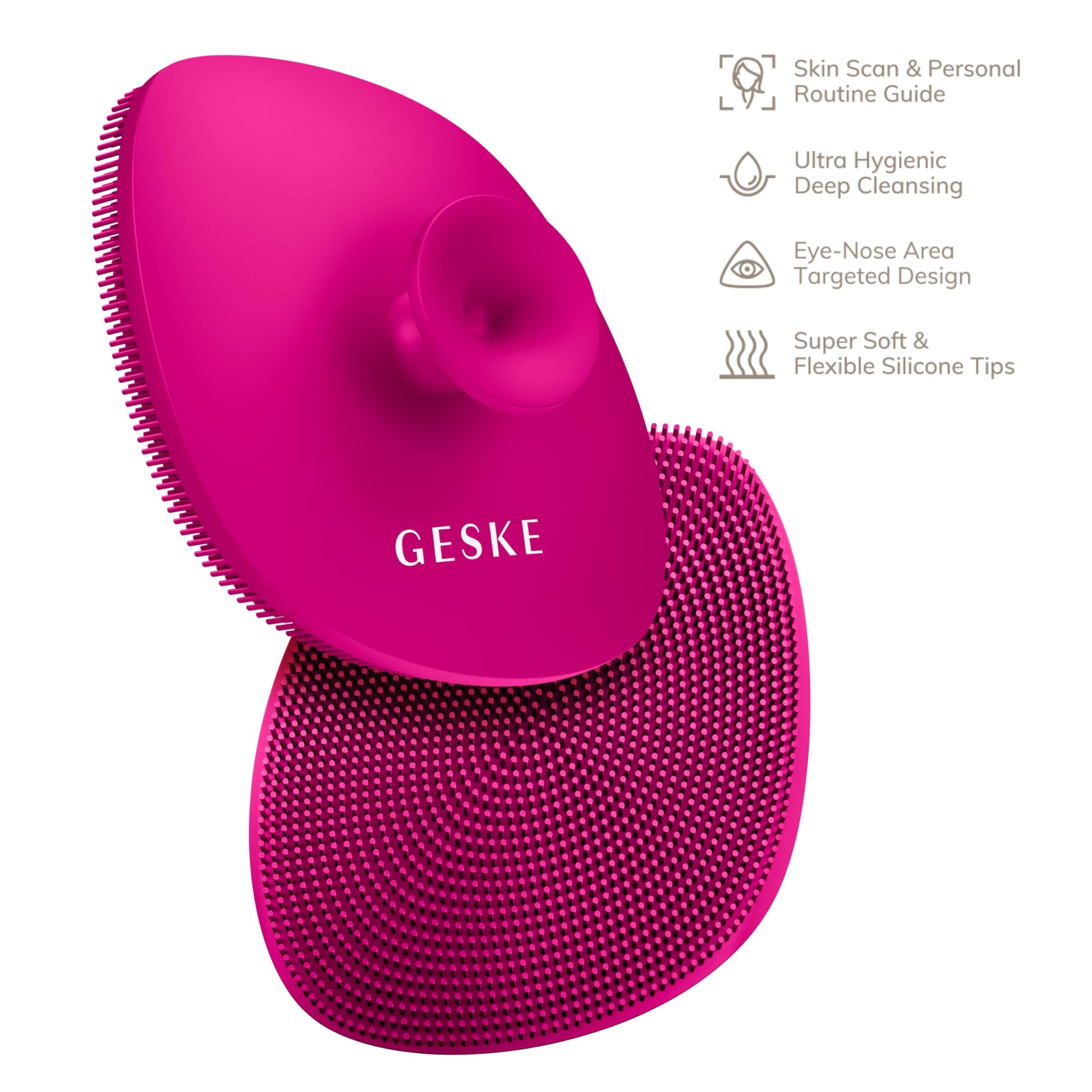 GESKE SmartAppGuided Facial Brush - 4 in 1 Professional Facial Cleansing Brush with Soft Silicone Bristles - Gentle Routine Skincare - Medaid International