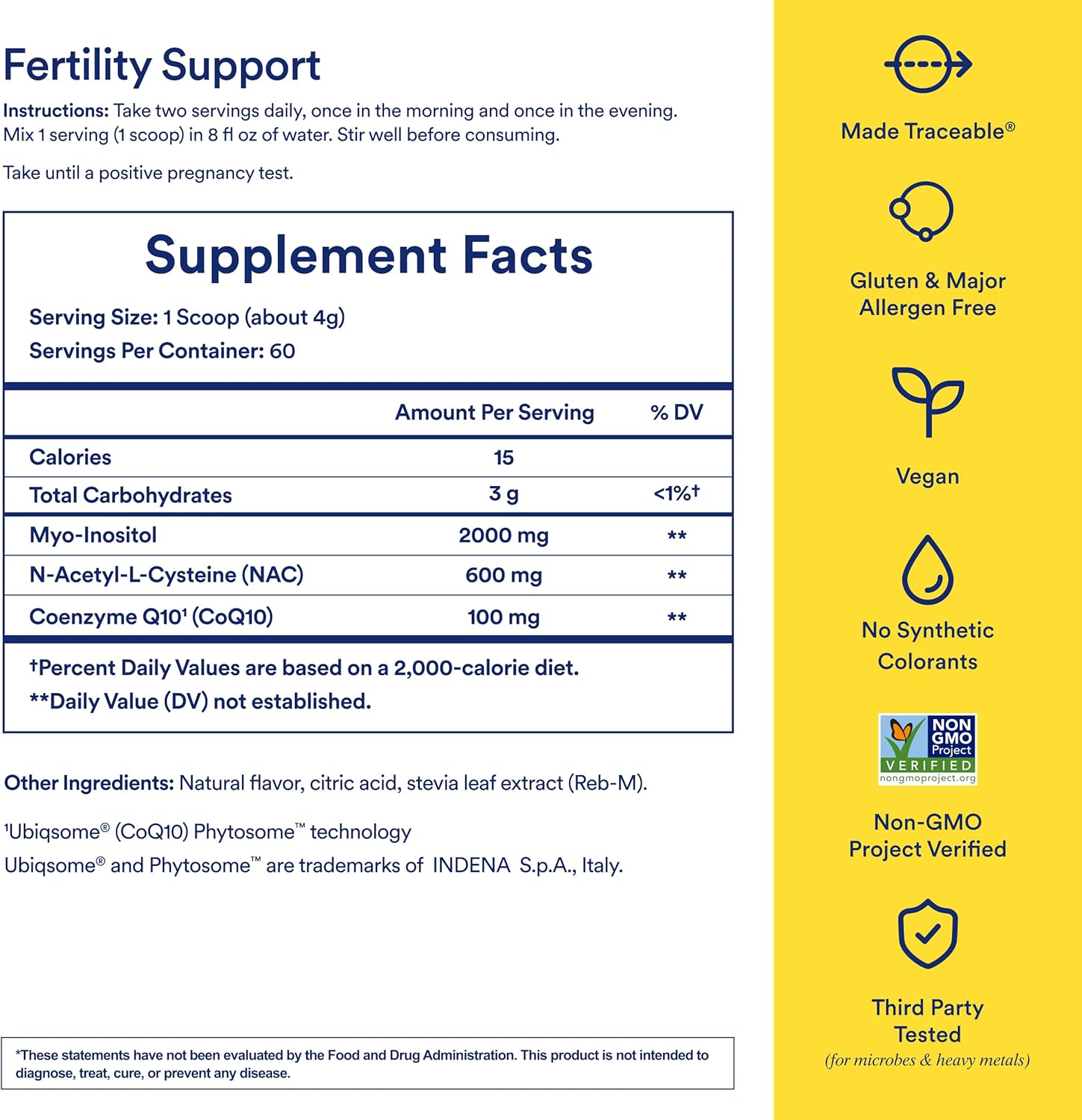 Ritual Fertility Support Supplement 3-in-1 Drink-Mix Formulated to Support Conception Outcomes with Clinically-Studied Ingredients (CoQ10, NAC, Myo-Inositol) and Designed with an OB/GYN. 60 Servings.* - Medaid