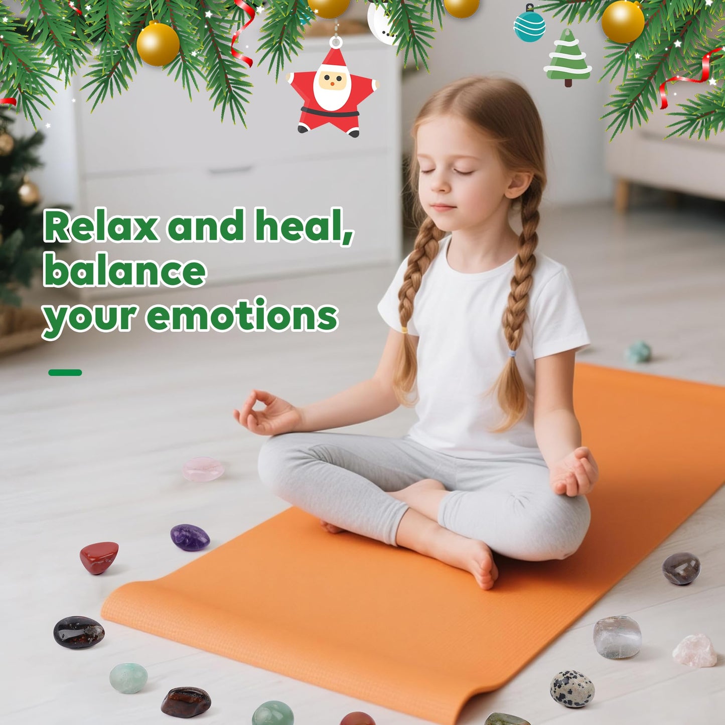 Crystal Advent Calendar 2025 for Kids, 24 Natural Gemstones & Healing Stones Advent Calendar with Geographic Gemstone Rocks and Minerals - Christmas Countdown Gift for Boys, Girls, Teens & Adults - Medaid International