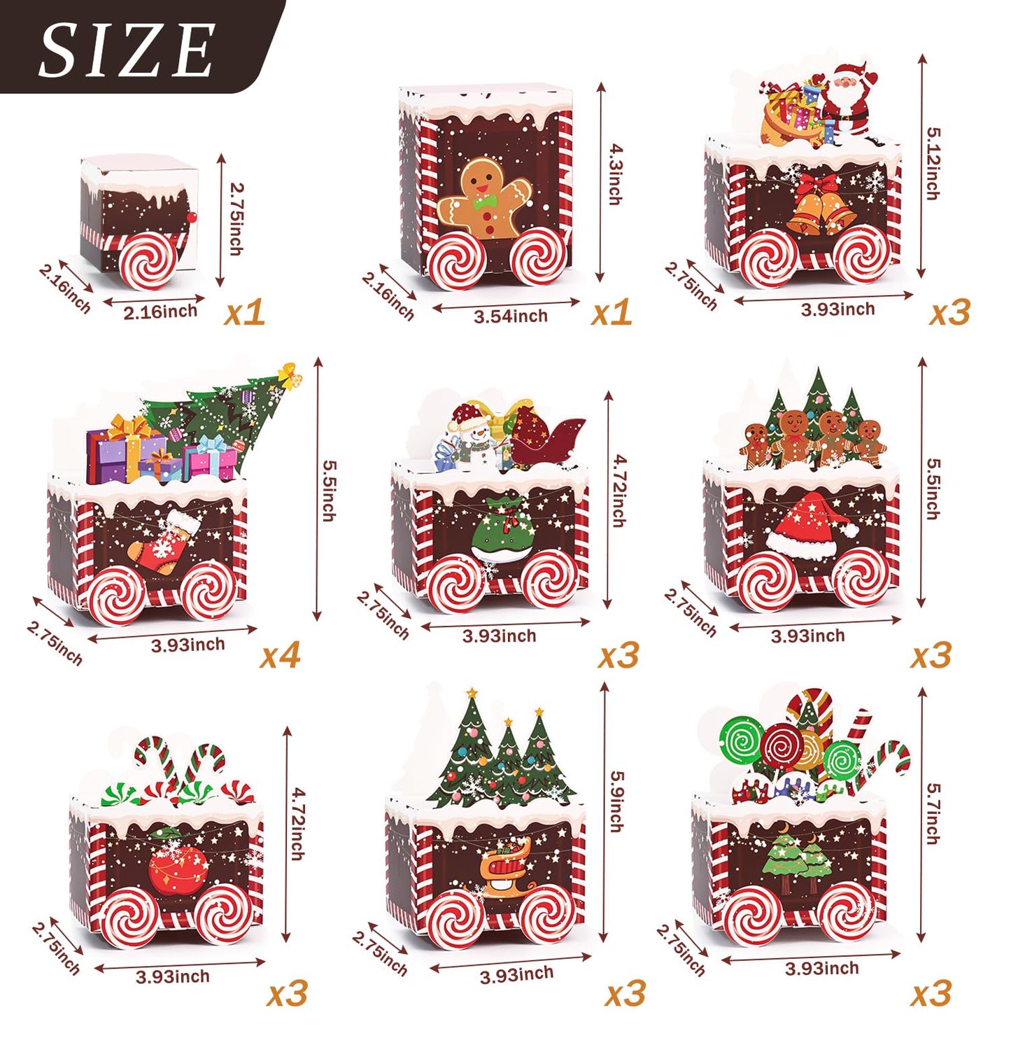 SietDESEO 24 Empty Advent Calendar Boxes to Fill, 24 Days of Christmas Countdown Gift Boxes Brown Train Christmas Advent Calendar Boxes for Kids Adults Xmas Holiday Decorations - Medaid International