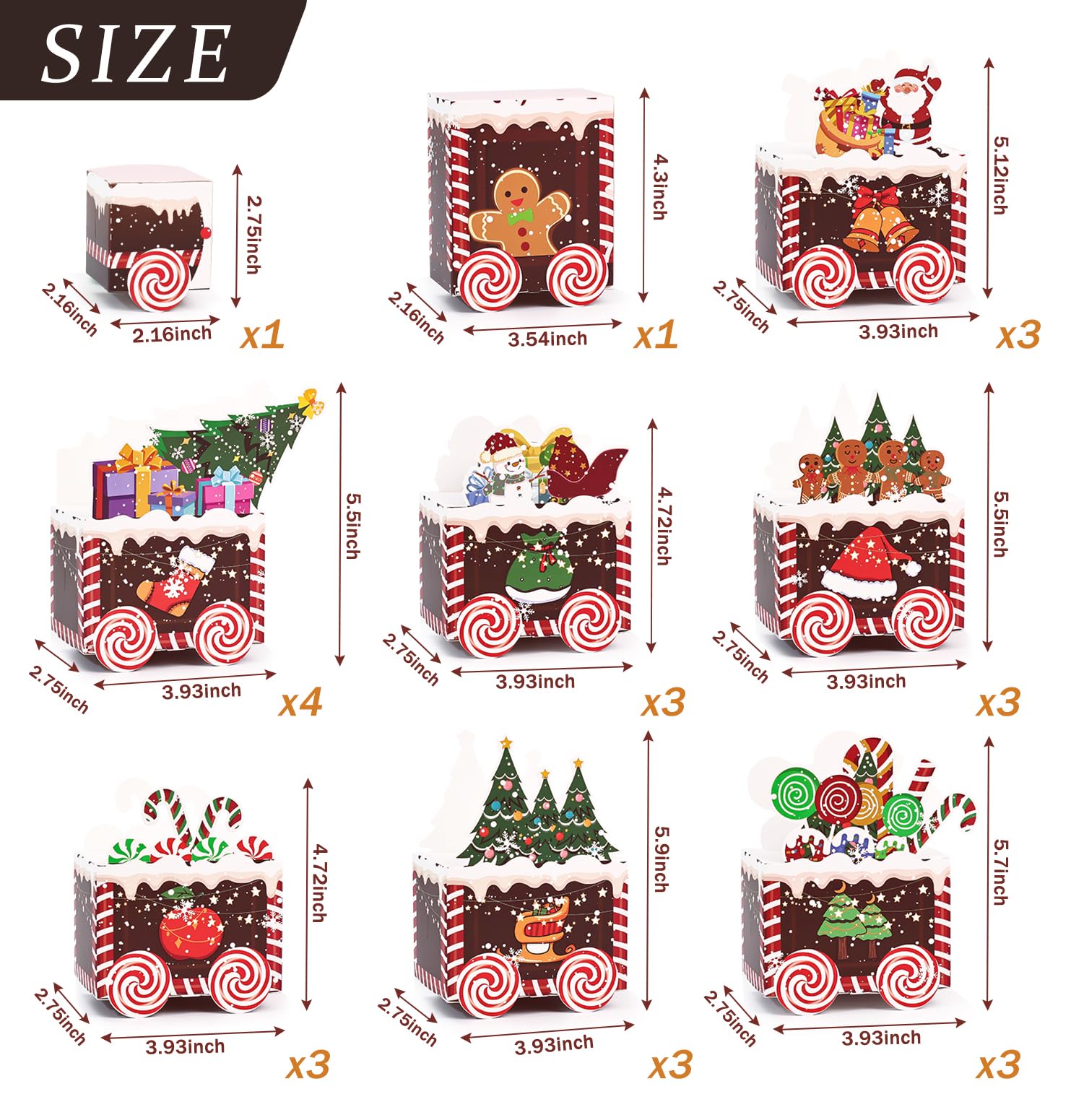 SietDESEO 24 Empty Advent Calendar Boxes to Fill, 24 Days of Christmas Countdown Gift Boxes Brown Train Christmas Advent Calendar Boxes for Kids Adults Xmas Holiday Decorations - Medaid International