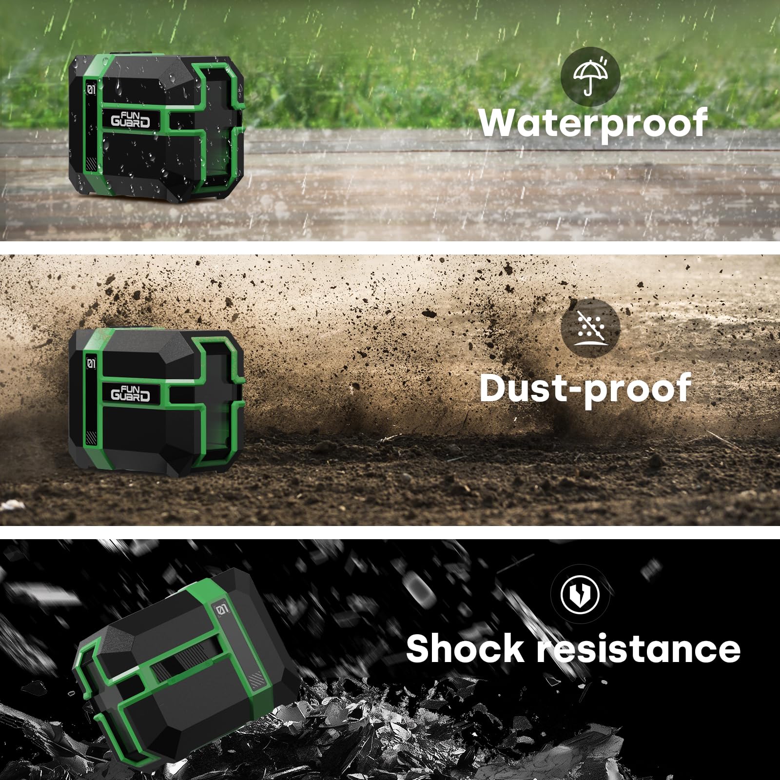 Funguard Green Laser Level with Adjustable Tripod Type-C Rechargeable Lithium Battery 360° Self Leveling Waterproof Outdoor Cross Line with Pulse Mode, Magnetic Bracket - Medaid International