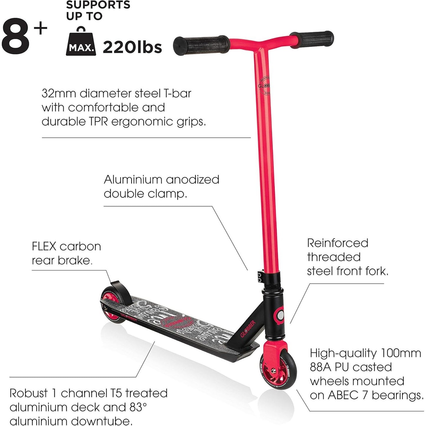 stunt scooter - black - red - Medaid International