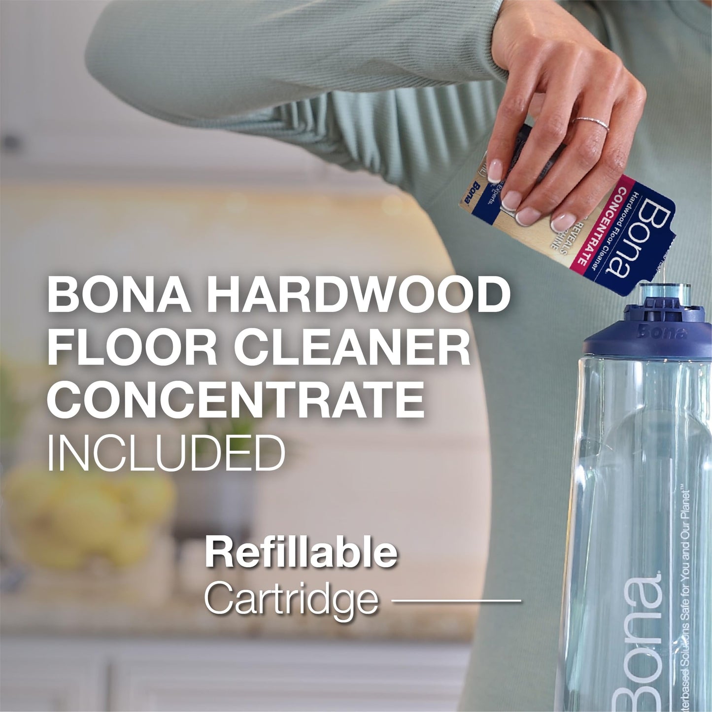 Bona Hardwood Floor Premium Spray Mop - Includes Wood Floor Cleaning Concentrate and Machine Washable Microfiber Cleaning Pad - Dual Zone Cleaning Design for Faster Cleanup - Medaid International
