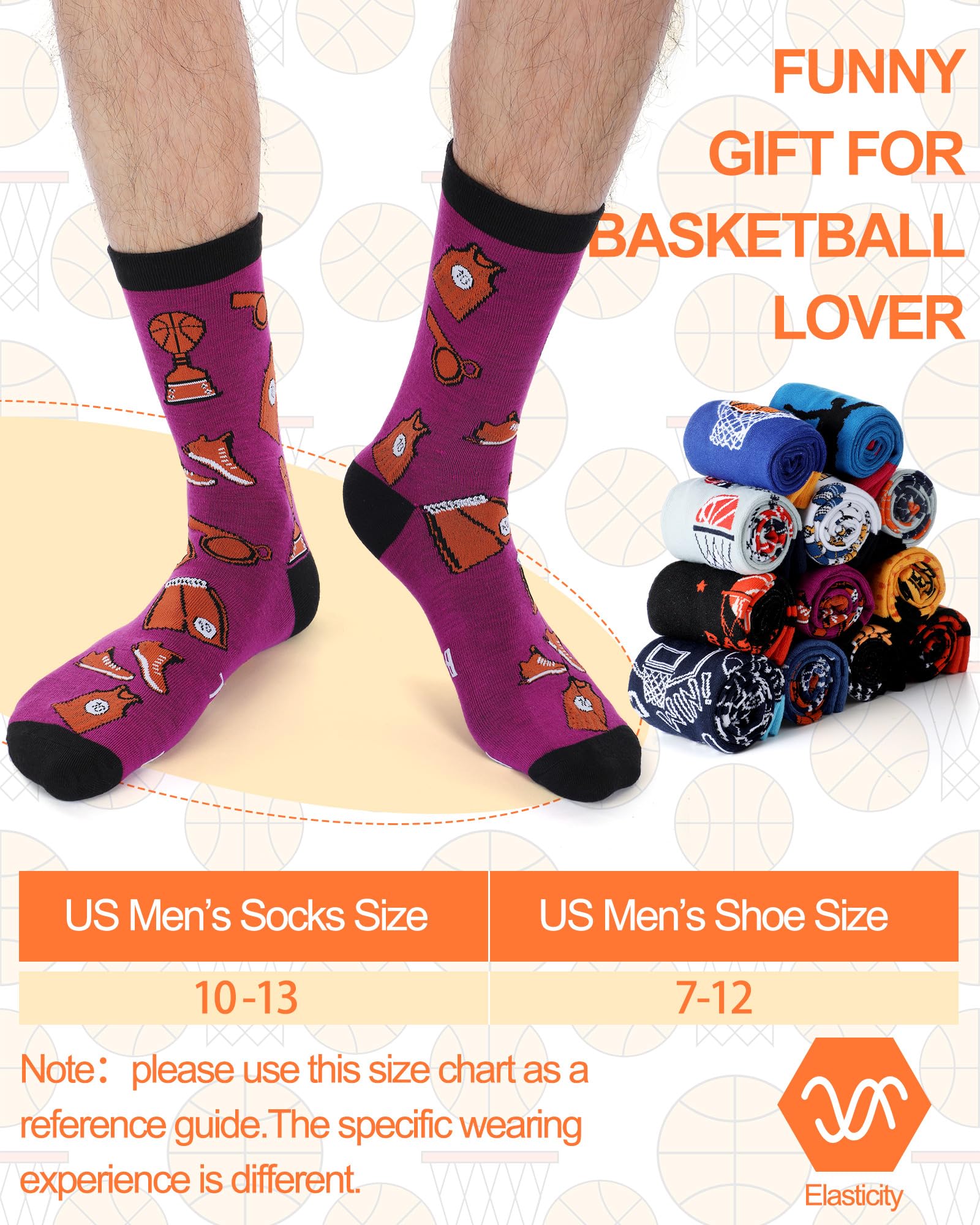Shyyween 12 Pairs Funny Basketball Socks for Men Novelty Cotton Crew Socks Gift for Basketball Players Fans Coaches Team Favors Xmas Stocking Stuffers - Medaid International