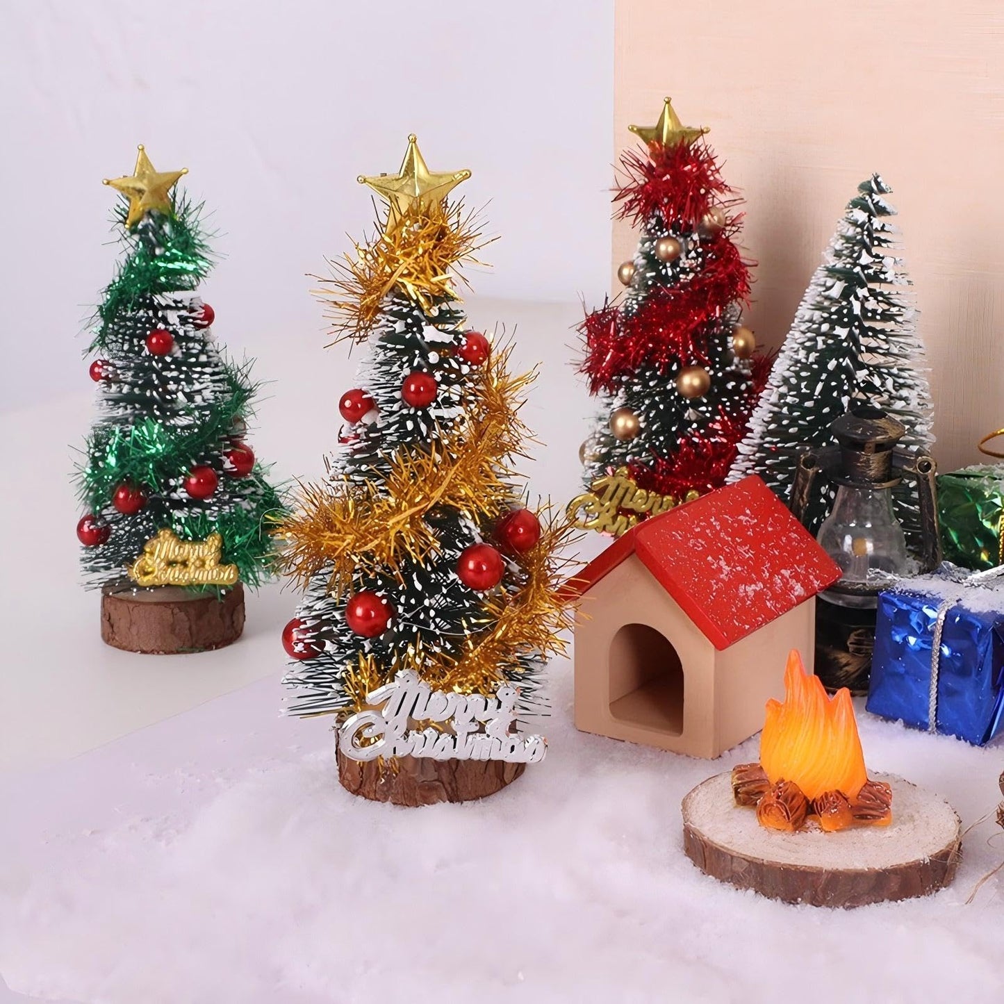 Mini Christmas Tree, Small Christmas Tree with Base, Artificial Tabletop Christmas Trees for Party and Home Decor (White) - Medaid International