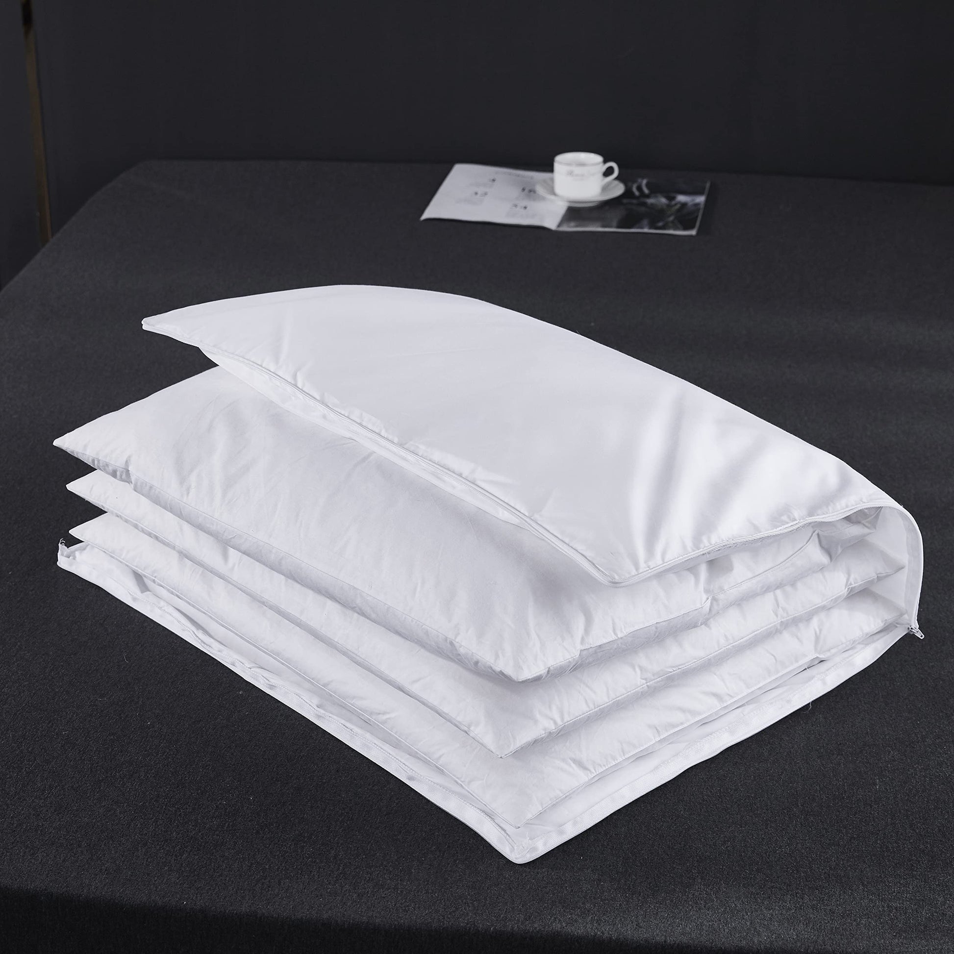 Three Geese Adjustable Layer Goose Feather Pillow,Assemblable Bed Pillow,100% Soft Cotton Cover,Good for Side and Back Stomach Sleeper,King Size,Packaging Include 1 Pillow. - Medaid International