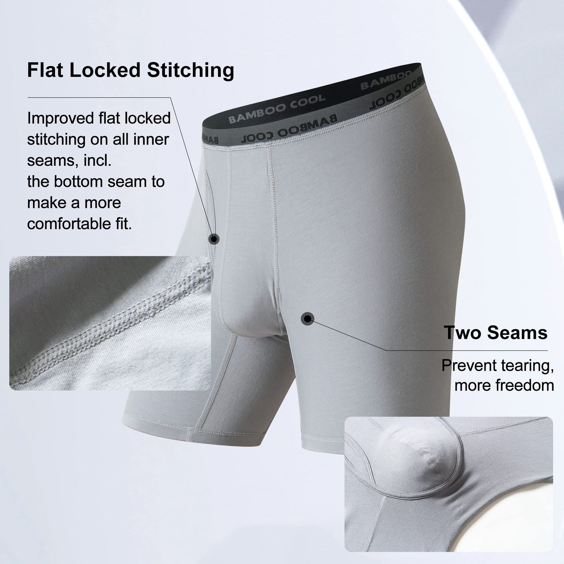 BAMBOO COOL Men's Ultra Breathable Underwear,No Riding Up Boxer Briefs with ComfortFlexible Waistband,Multipack - Medaid International