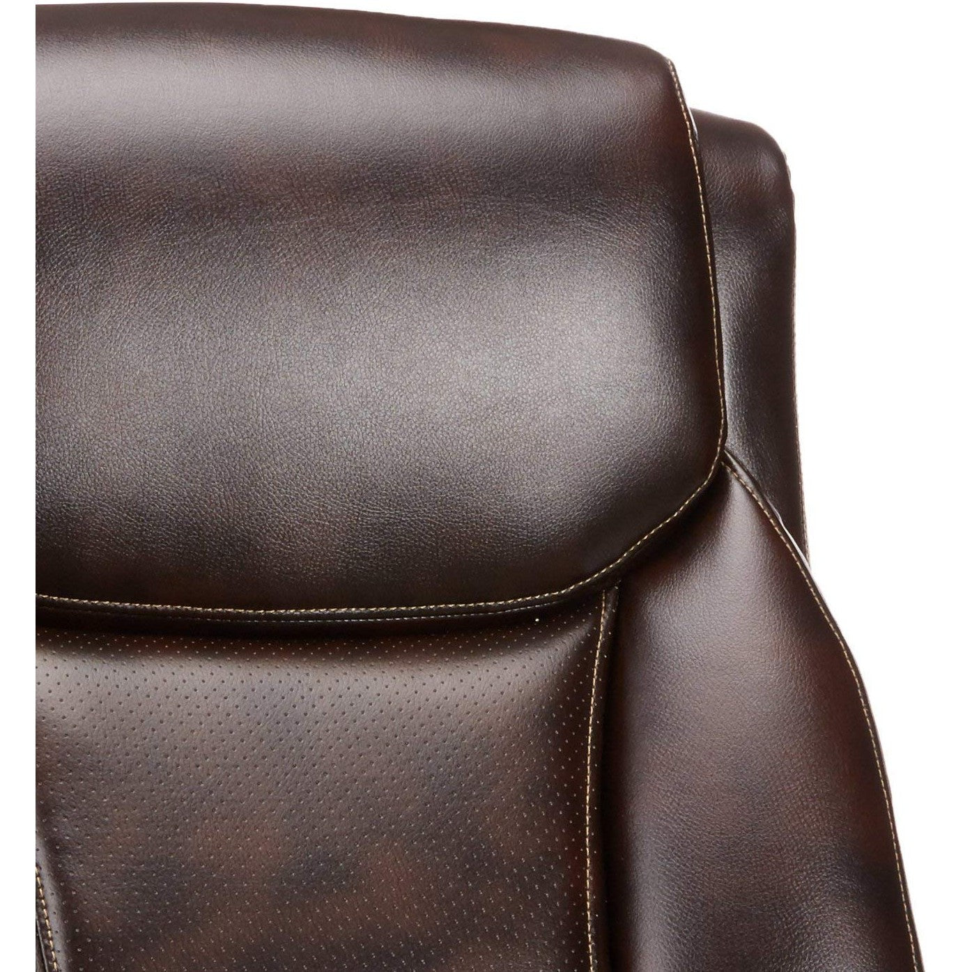 Amazon Basics Big and Tall Executive Chair - Adjustable with Armrest, 350-Pound Capacity,28.5D x 30.25W x 47.9H in, Brown with Pewter Finish - Medaid International