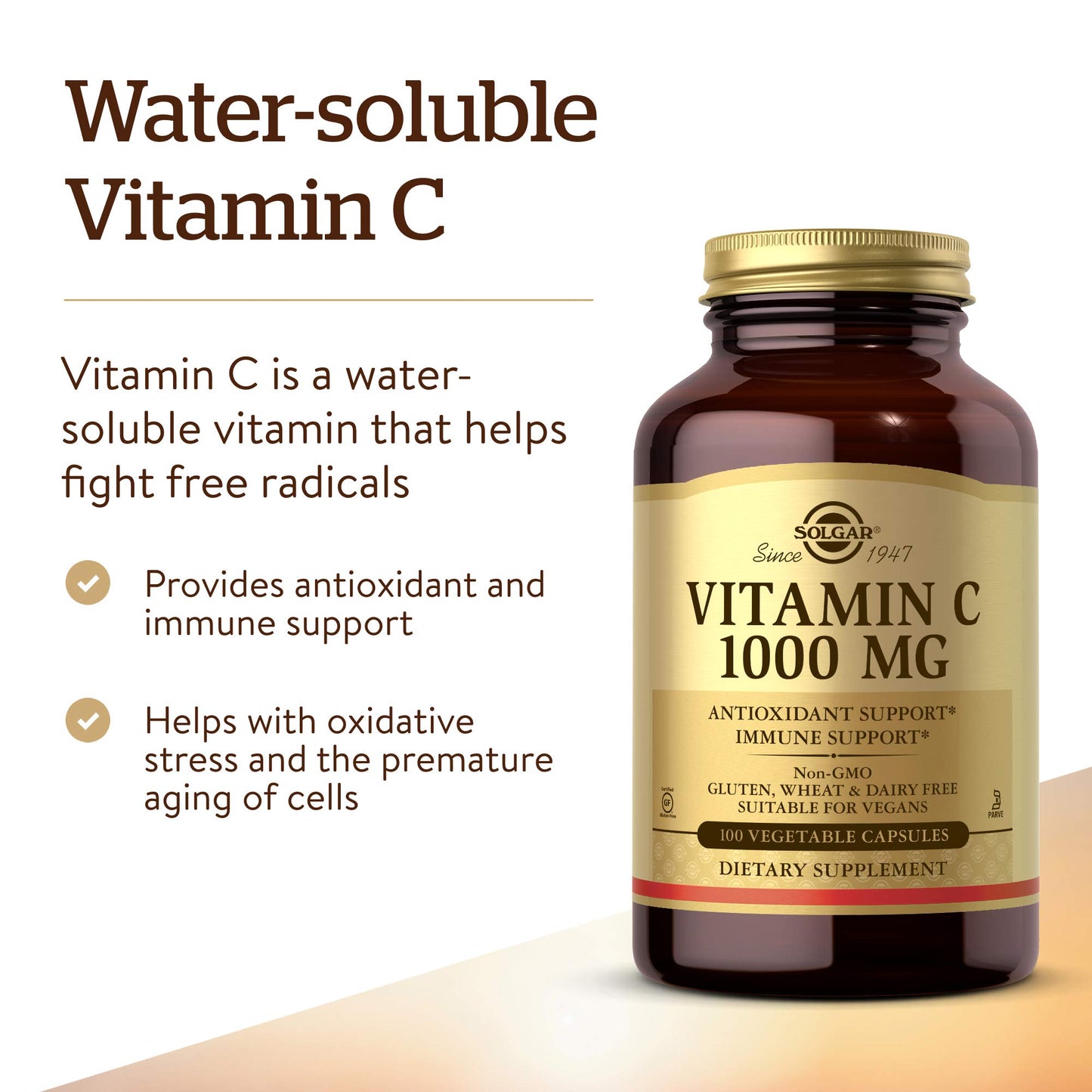 Solgar Vitamin C 1000 mg, 100 Vegetable Capsules - Antioxidant & Immune Support - Overall Health - Healthy Skin & Joints - Bioflavonoids Supplement - Non-GMO, Vegan, Gluten Free, Kosher - 100 Servings - Medaid International