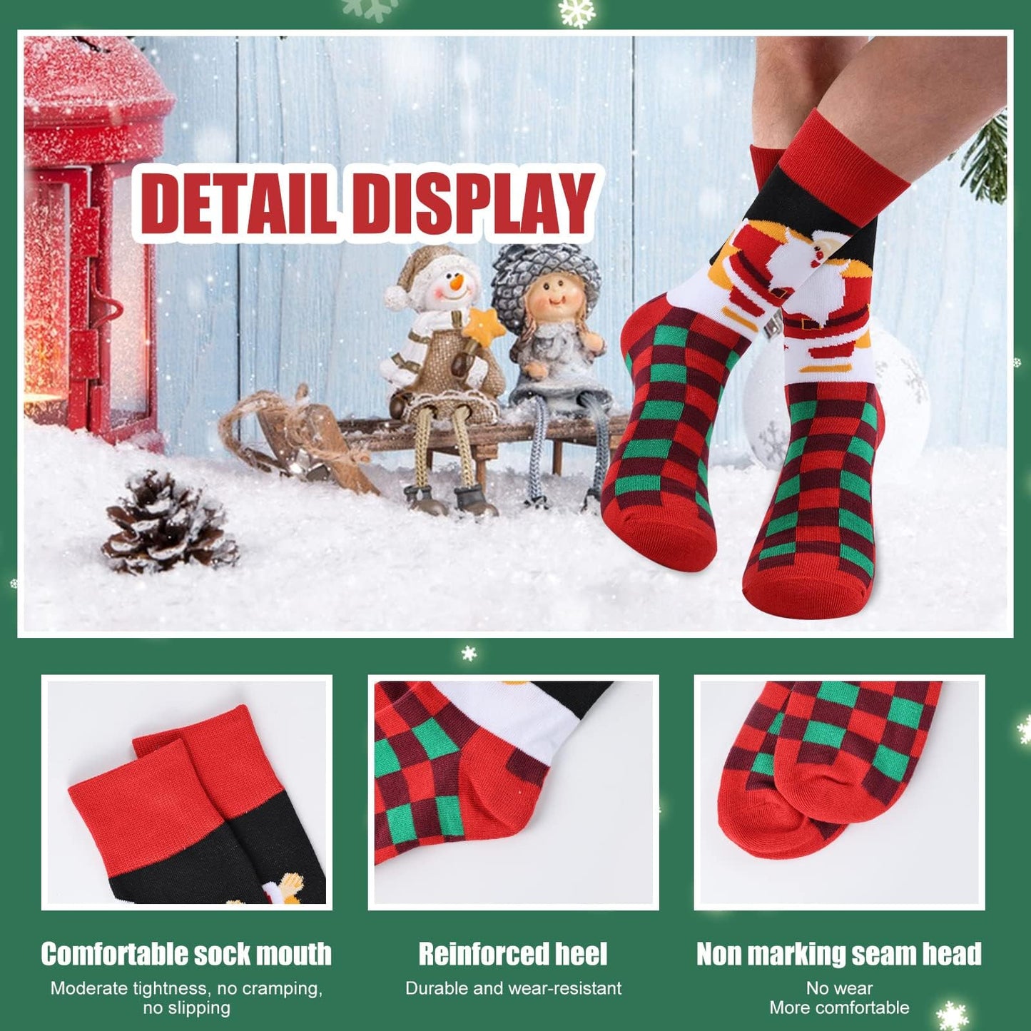 Moonlight Manor Christmas Socks For Men, 6 Pack Mens Christmas Socks, Xmas Crew Socks US Size 6-13 - Medaid International