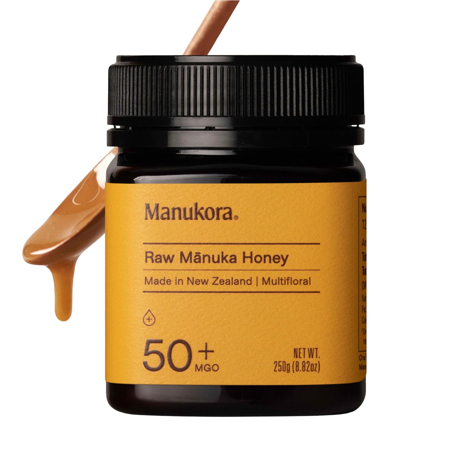 Manukora Raw Manuka Honey MGO 50+, New Zealand Honey, Non-GMO, 3rd-Party Tested, Glyphosate Residue Free Certified, 2000+ Natural Compounds, Traceable from Hive-to-Hand, Daily Wellness Support – 250g - Medaid International