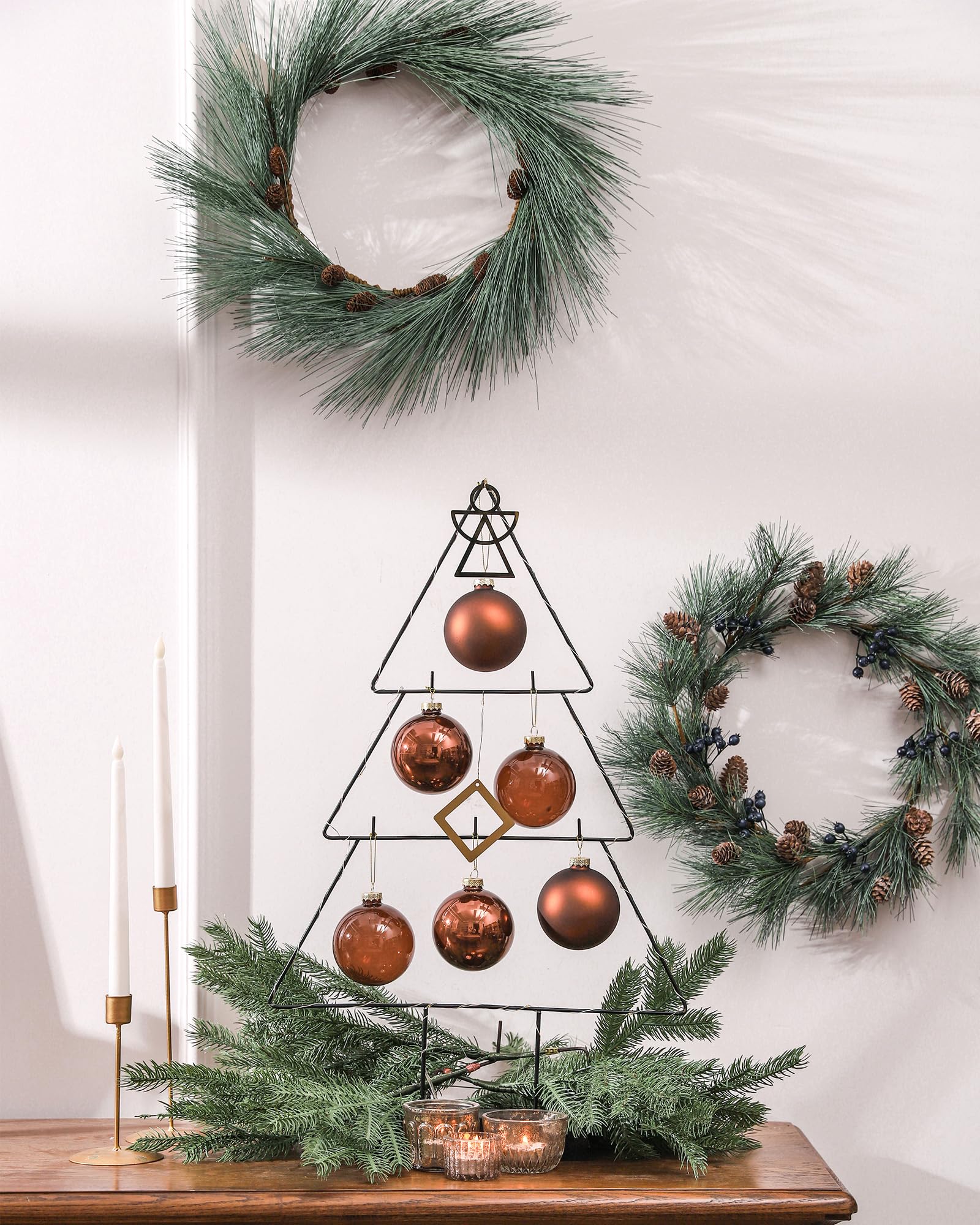 DN DECONATION Brown Glass Christmas Ball Ornaments, Set of 9, 3' Hanging Christmas Baubles for Xmas Tree Decoration, Wedding Party Gift - Medaid International