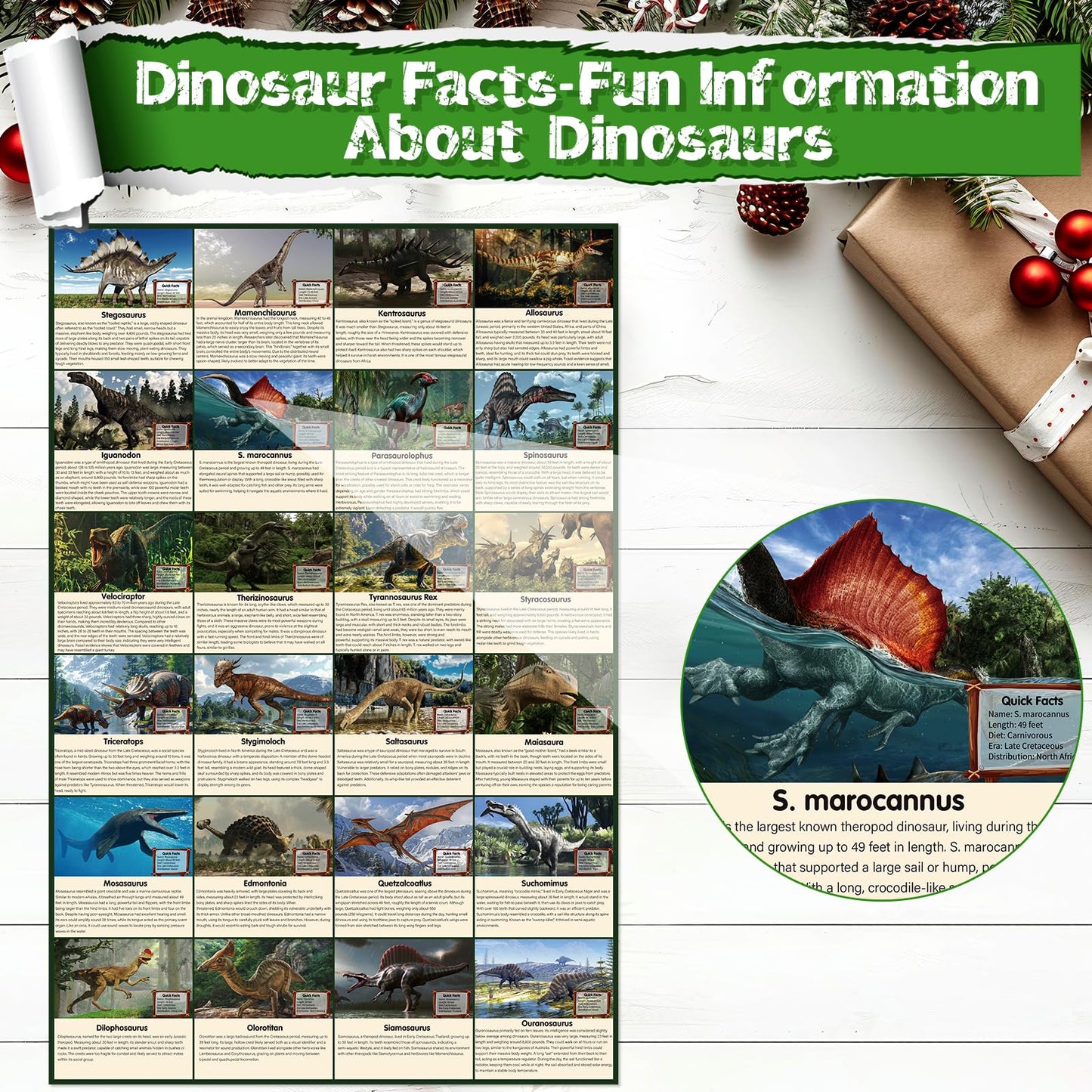 SenZjx Advent calendar 2025, Dinosaur Advent Calendar Kids Gift, Christmas Surprise 24 Unique Dinosaurs with Educational Facts - Family Dice Game with Escape Map - Medaid International
