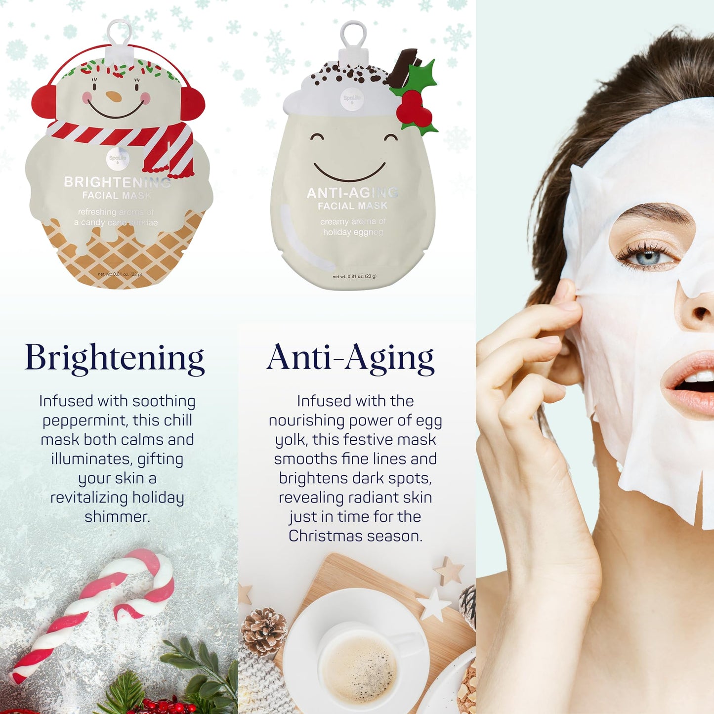 SpaLife Beauty Holiday Treats Christmas Face Mask Bundle | Korean Facial Mask | Hydrating, Soothing and Moisturizing Sheet Mask Set | Stocking Stuffers for Women | Bulk Christmas Gifts | 12 Pack - Medaid International