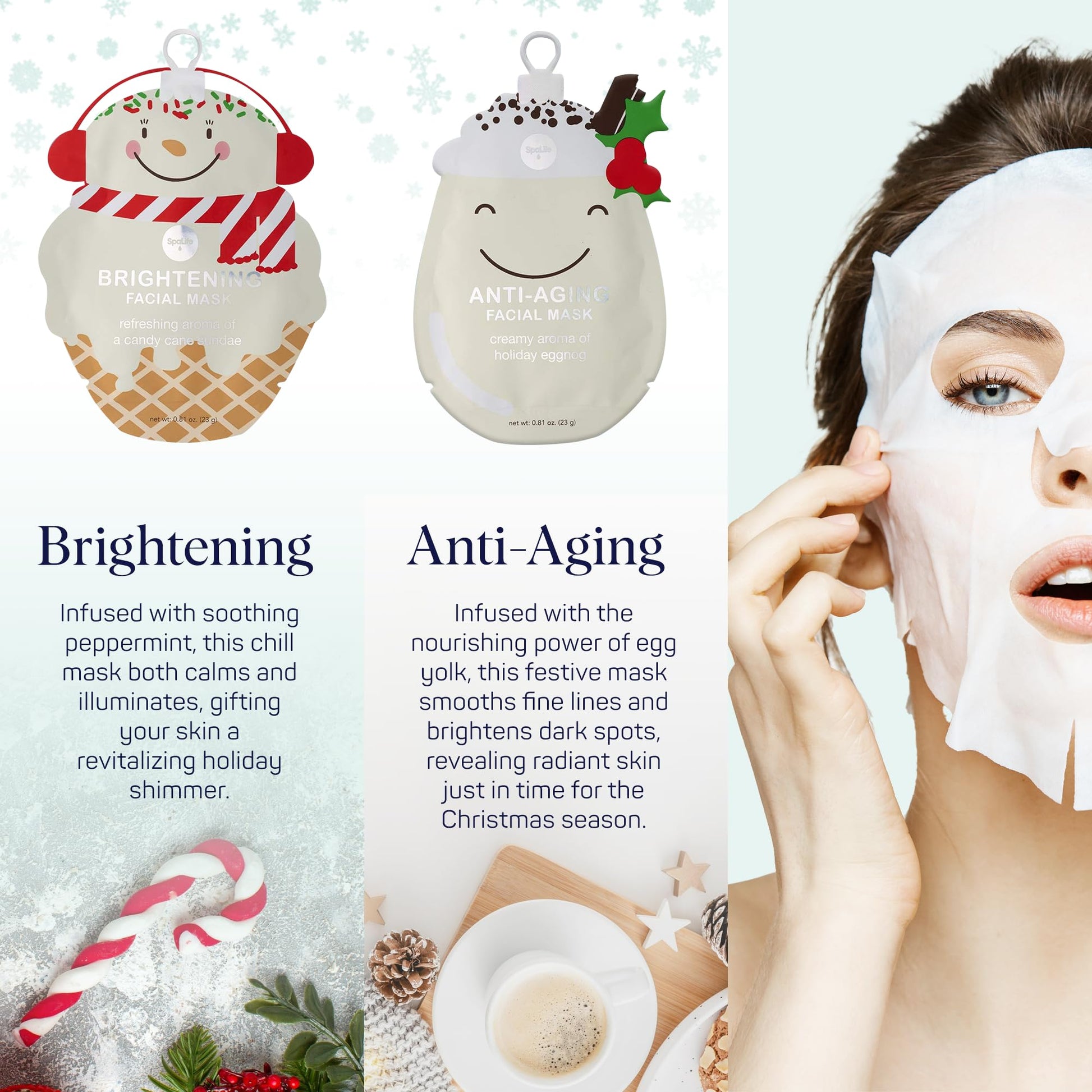 SpaLife Beauty Holiday Treats Christmas Face Mask Bundle | Korean Facial Mask | Hydrating, Soothing and Moisturizing Sheet Mask Set | Stocking Stuffers for Women | Bulk Christmas Gifts | 12 Pack - Medaid International