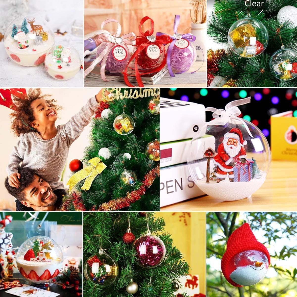 10pcs 2.36''/60mm Christmas Balls Clear Plastic Fillable Baubles Ball for Christmas Tree Ornaments Hanging Pendants Wedding Party Christmas Decorations Navidad, DIY Christmas Ornaments - Medaid International