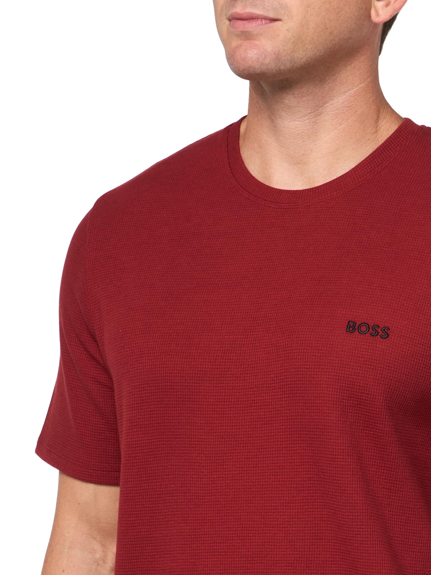BOSS Waffle Contrast Logo Short-Sleeve T-Shirt, crimson red, L - Medaid International