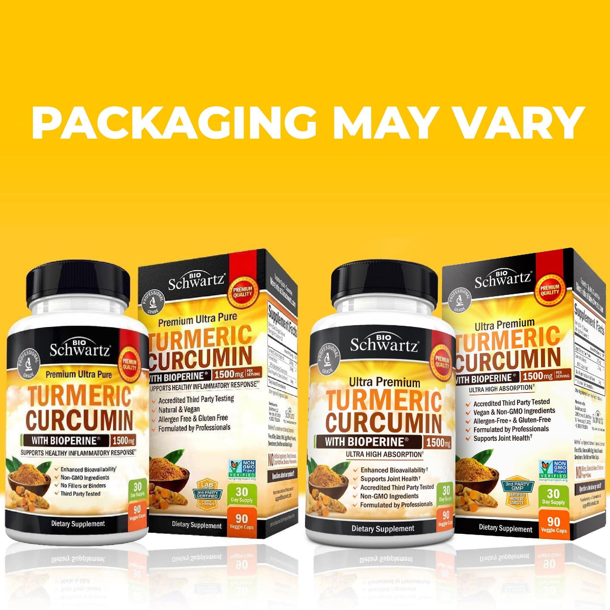 Turmeric Curcumin with Black Pepper Extract 1500mg - High Absorption Ultra Potent Turmeric Supplement with 95% Curcuminoids and BioPerine - Non GMO Tumeric Capsules for Joint Support - 90 Capsules - Medaid International