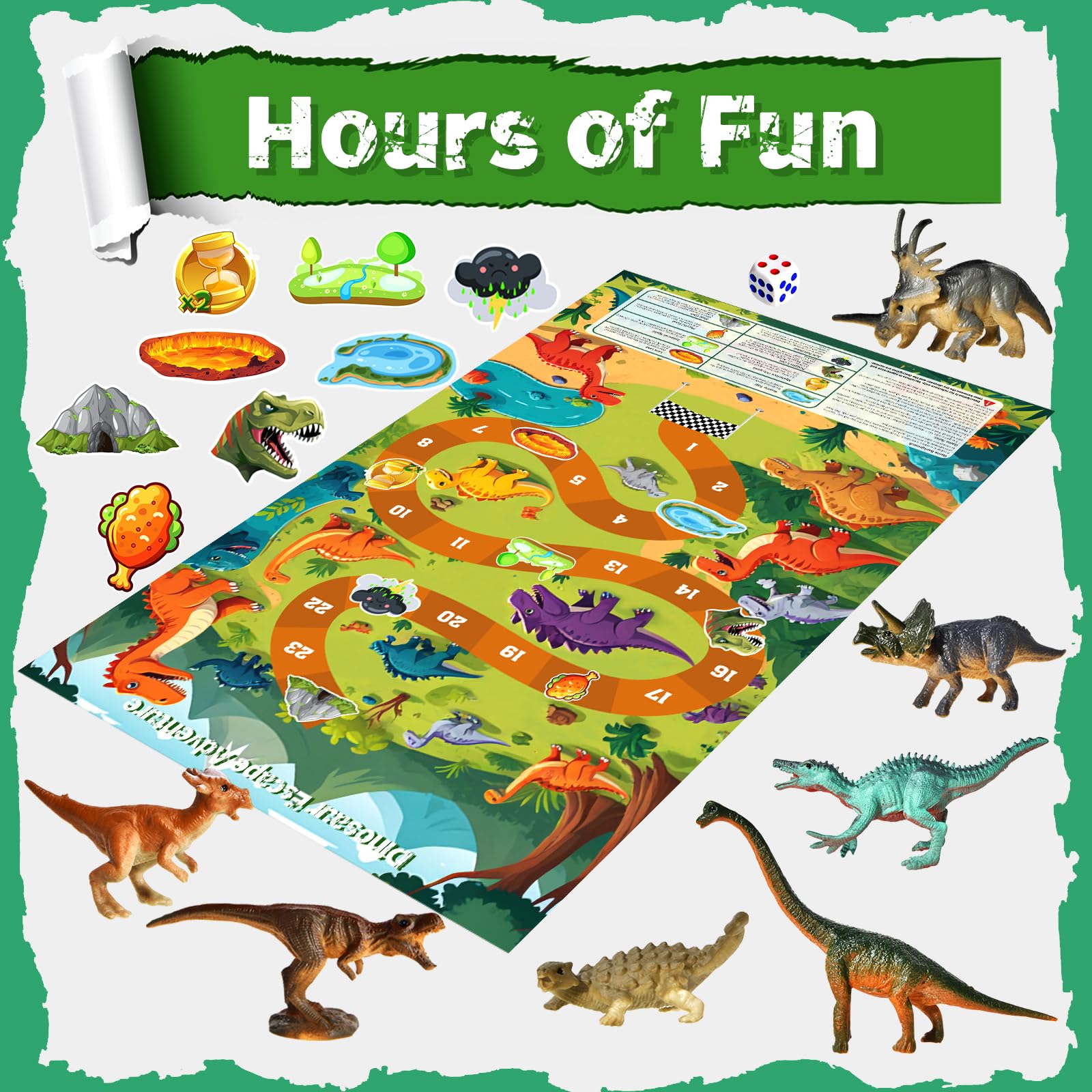 SenZjx Advent calendar 2025, Dinosaur Advent Calendar Kids Gift, Christmas Surprise 24 Unique Dinosaurs with Educational Facts - Family Dice Game with Escape Map - Medaid International