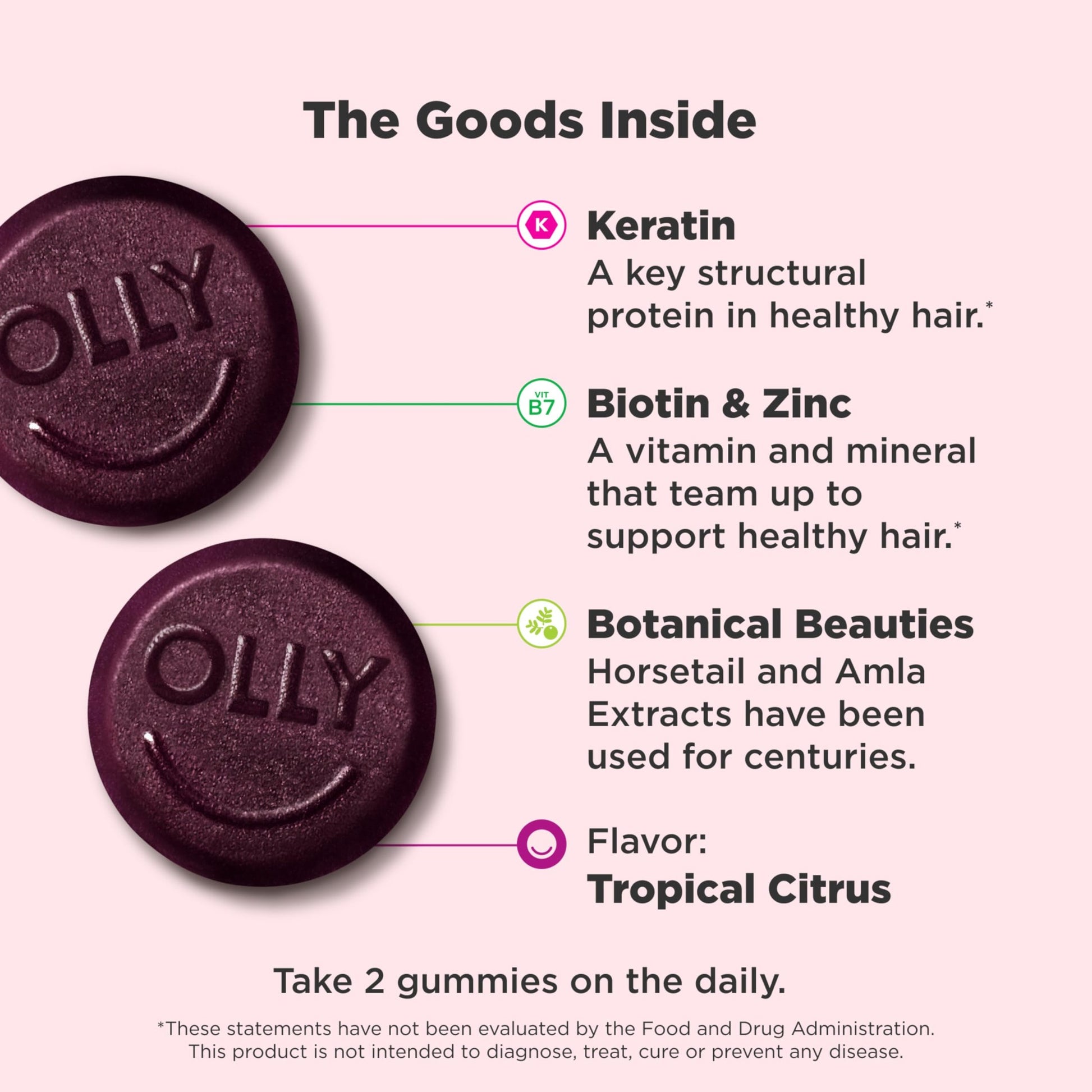 OLLY Heavenly Hair Gummy, Supports Healthy Hair, Keratin, Biotin, AMLA, Chewable Supplement, 30 Day Supply - 60 Count - Medaid International