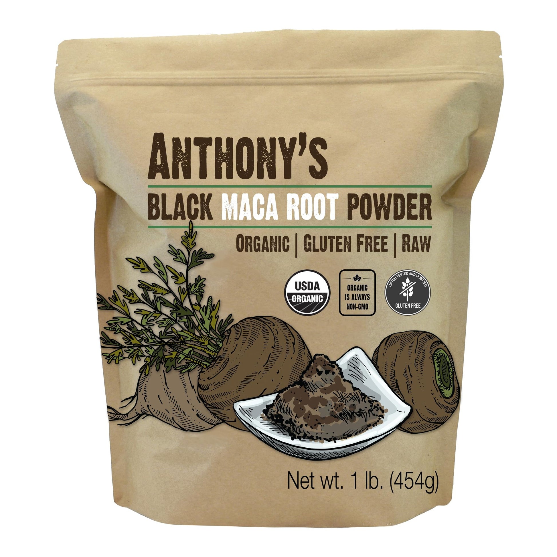 Anthony's Organic Black Maca Powder, 1 lb, Raw, Gluten Free & Non GMO - Medaid International