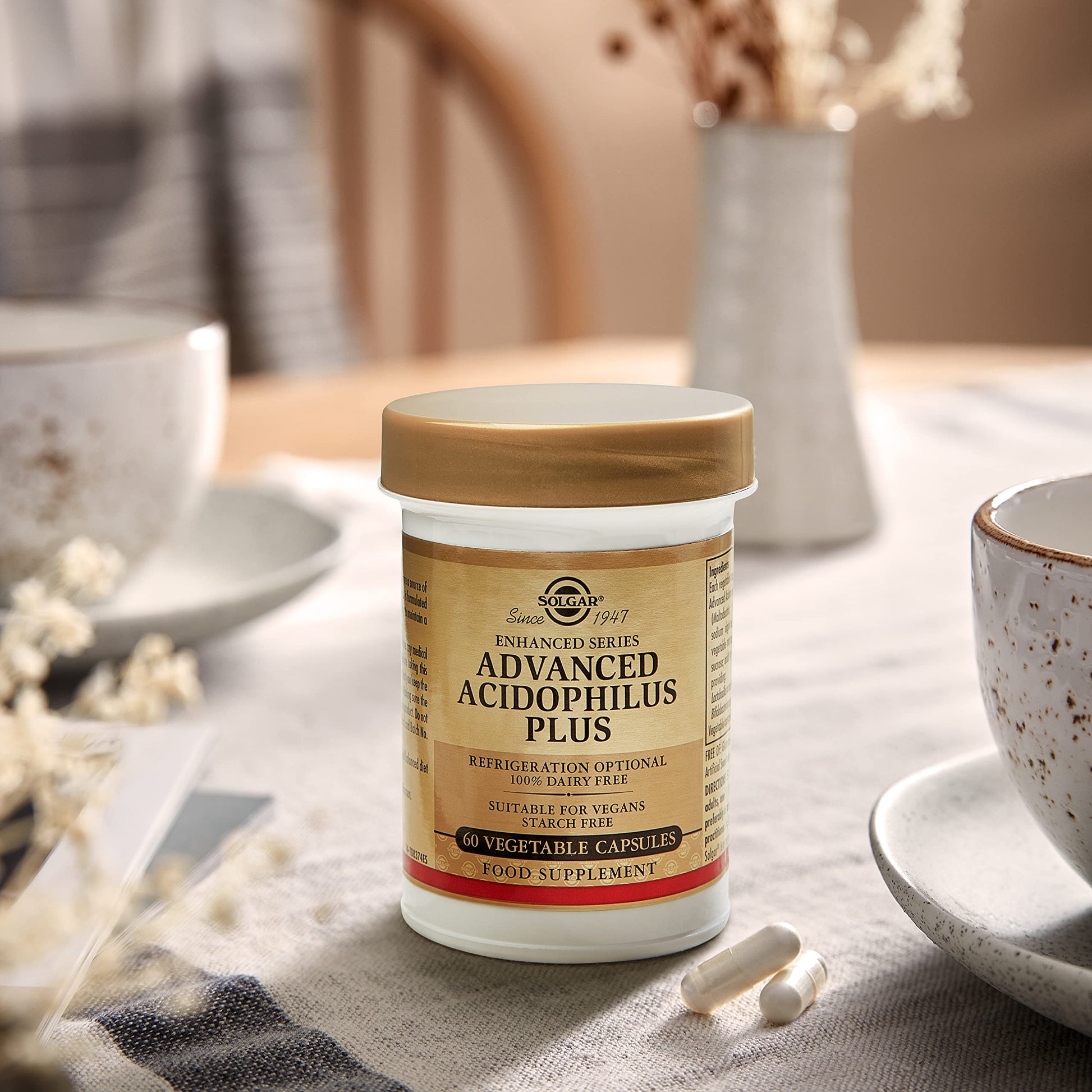 Solgar Advanced Acidophilus Plus, 60 Vegetable Capsules - Supports Healthy Intestinal Flora - 500 Million Microorganisms Per Serving - Gluten & Dairy Free - Vegetarian - 60 Servings - Medaid International