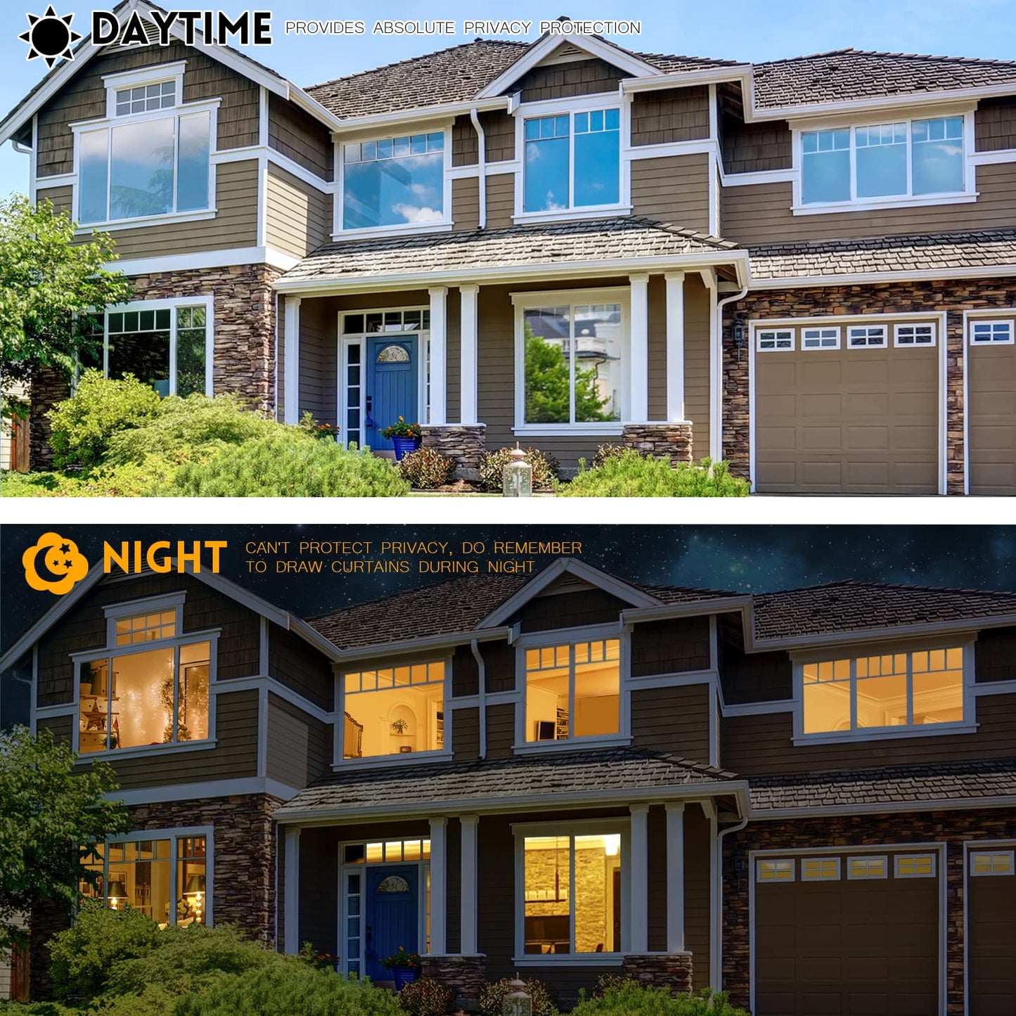 KESPEN Window Film One Way Daytime Privacy Static Cling Sun Blocking Anti UV Reflective Window Tint for Home and Office, Black-Silver, 23.6 Inch X 13.1 Feet - Medaid International