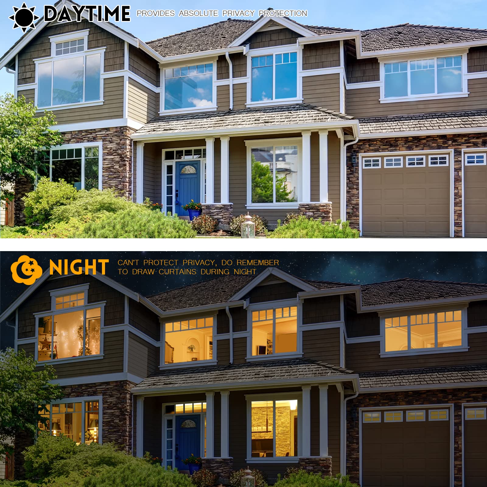 KESPEN Window Film One Way Daytime Privacy Static Cling Sun Blocking Anti UV Reflective Window Tint for Home and Office, Black-Silver, 23.6 Inch X 13.1 Feet - Medaid International