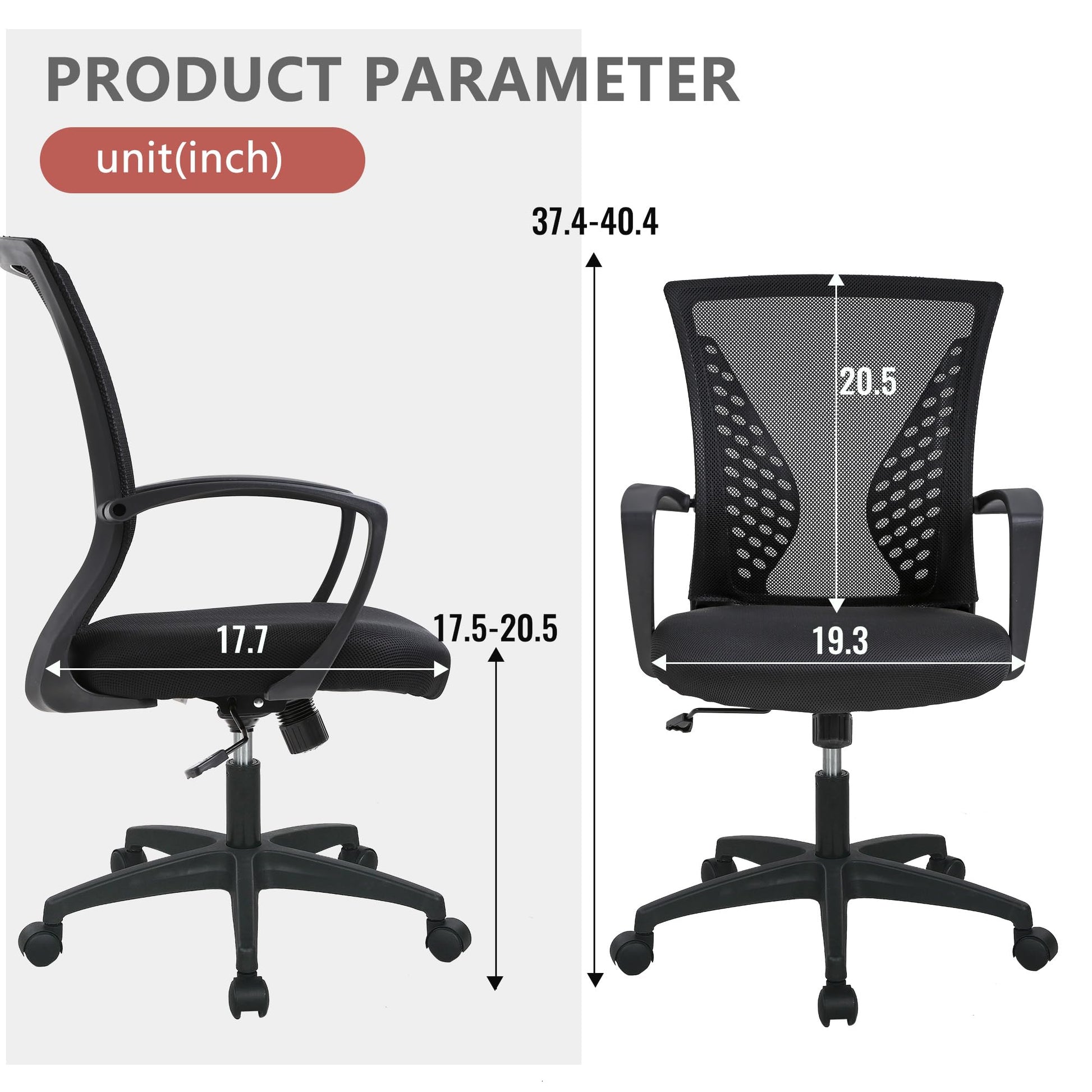 PayLessHere Office Computer Gaming Chair Ergonomic Mesh Desk Chair Adjustable Video Game Chairs with 360 Degrees Swivel Wheels Armrest Lumbar Support for Home Office,Black - Medaid International