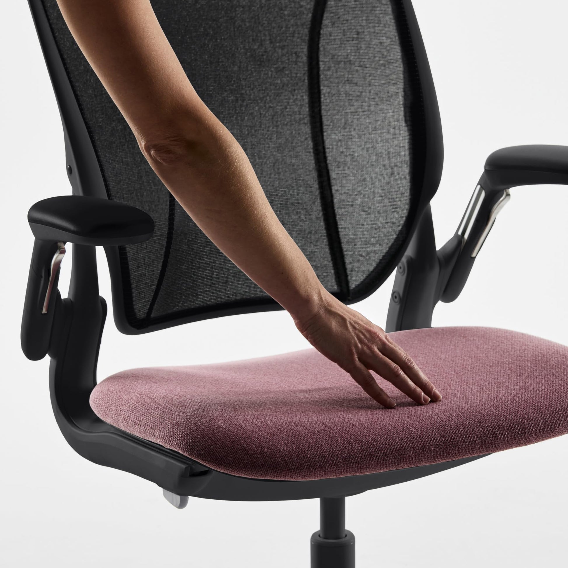Humanscale World LM Poppy Seed Catena Mesh Ergonomic Office Chair for Desk with Blue Autumn Fabric Seat, Adjustable Simple Desk Chair, Gray Frame - Medaid International