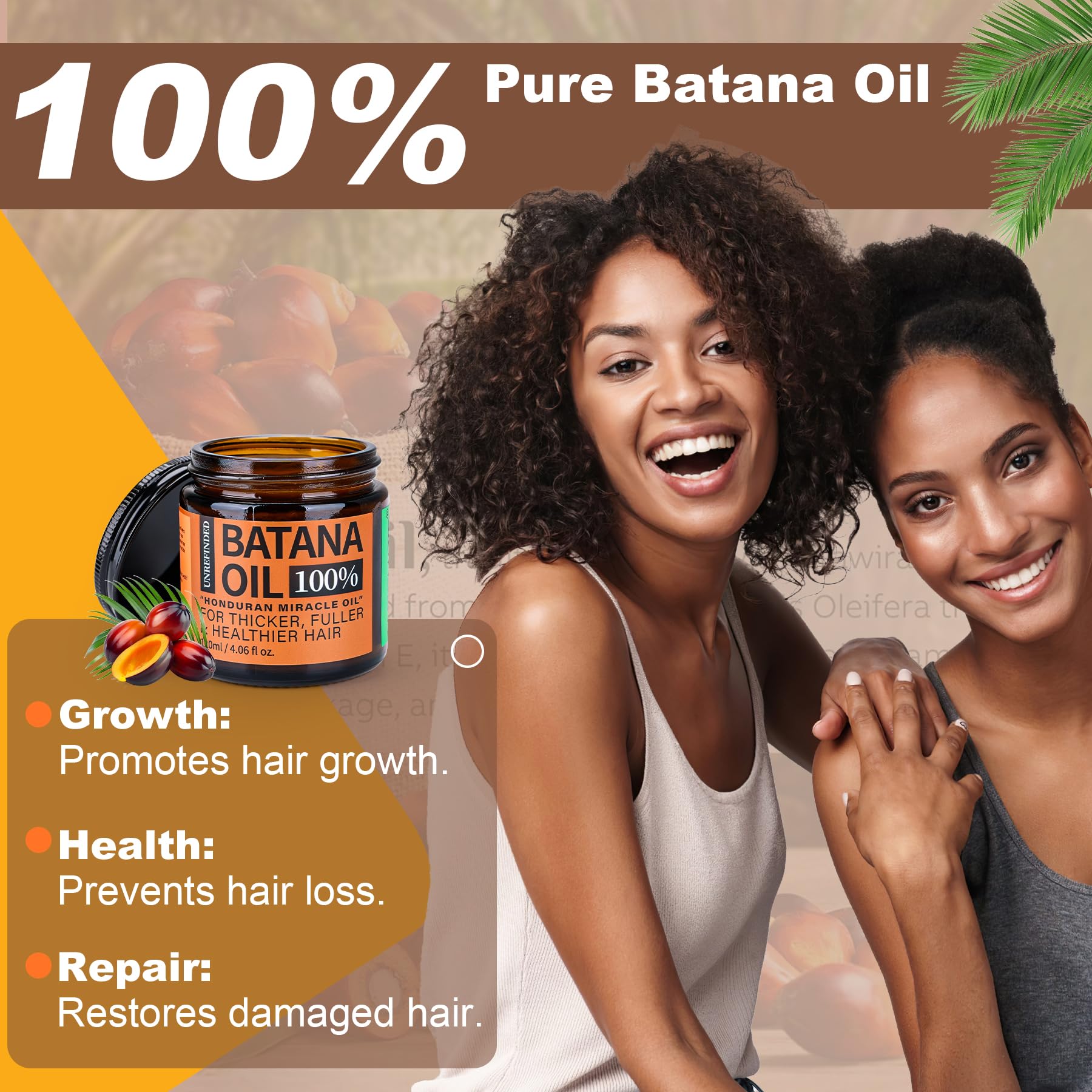 Batana Oil for Hair Growth Dr Sebi, 100% Raw Organic Batana Hair Mask from Honduras, Wild Growth Hair Oil, Scalp Oil Promotes Hair Thickness, Prevents Loss for Men & Women, 4.06 fl oz (1 Pack) - Medaid International