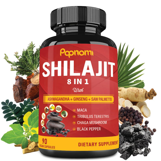 Shilajit Himalayan Capsules - 3 Month Supply - Combined Ashwagandha, Ginseng, Saw Palmetto, Maca, Tribulus, Chaga, Black Pepper - Medaid International