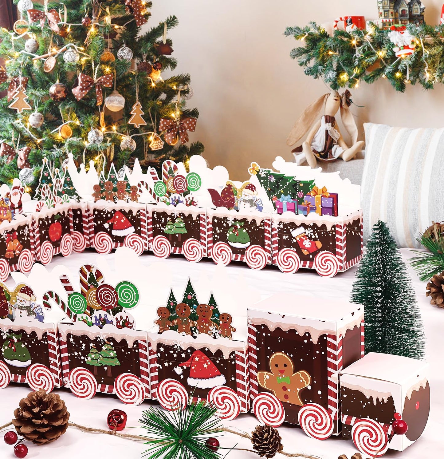 SietDESEO 24 Empty Advent Calendar Boxes to Fill, 24 Days of Christmas Countdown Gift Boxes Brown Train Christmas Advent Calendar Boxes for Kids Adults Xmas Holiday Decorations - Medaid International